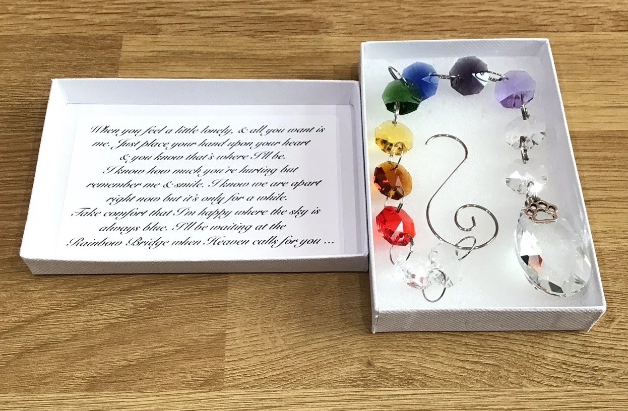 Pet Memorial Loss Sun Catcher In Memory Rainbow 🌈Bridge Poem Friend Gift
