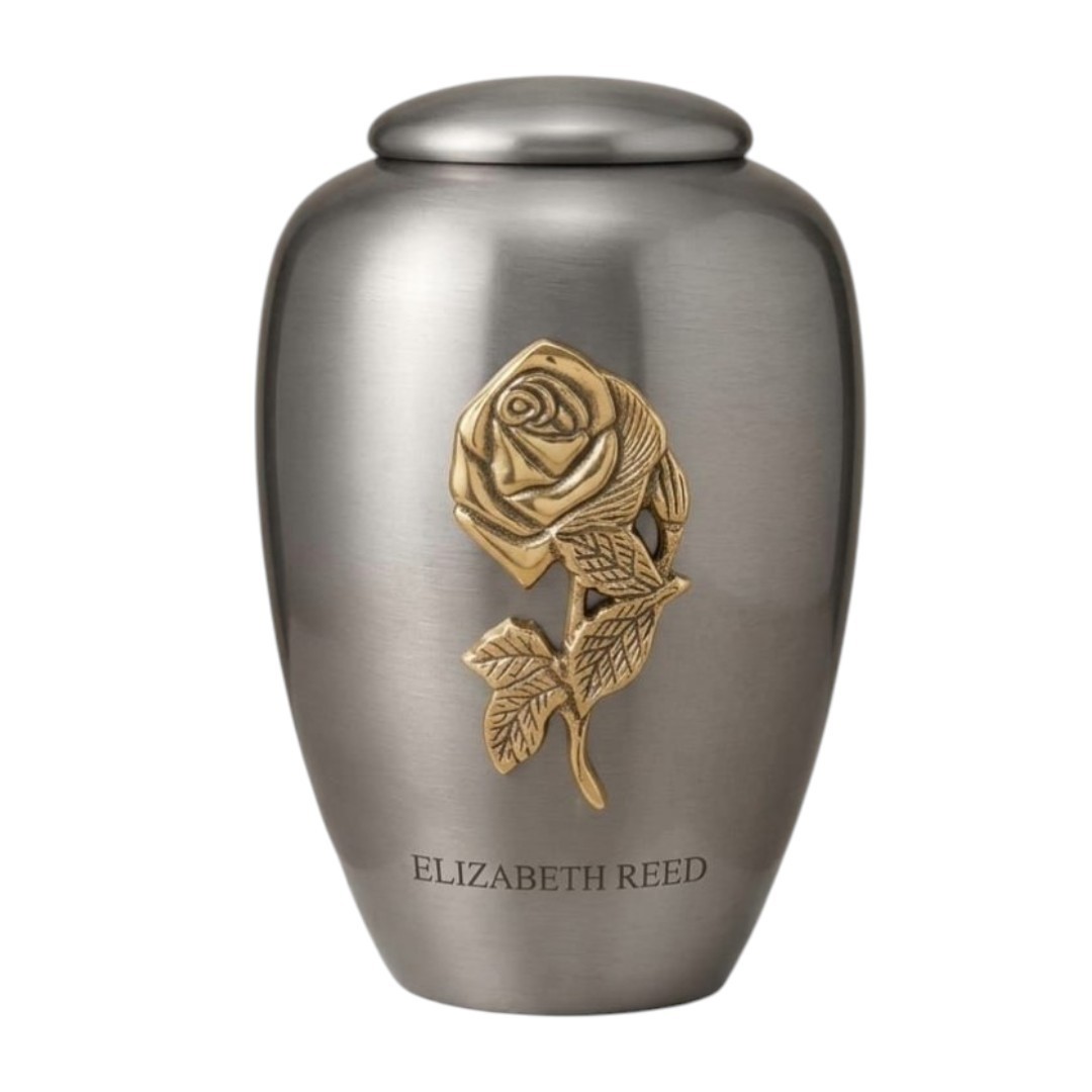 Custom Silver Cremation Urn for Human Ashes – Adult Large 190 Cu/In + Bag