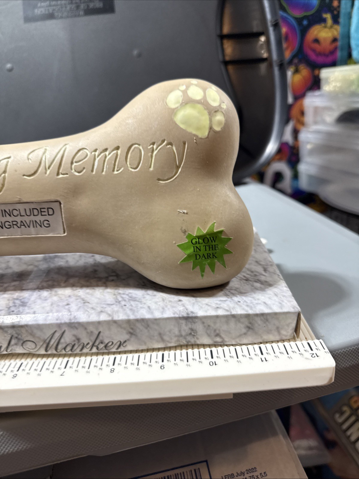 Dog Memorial Bone Pet Grave Marker Glows In The Dark Engraveable Memorial Gift