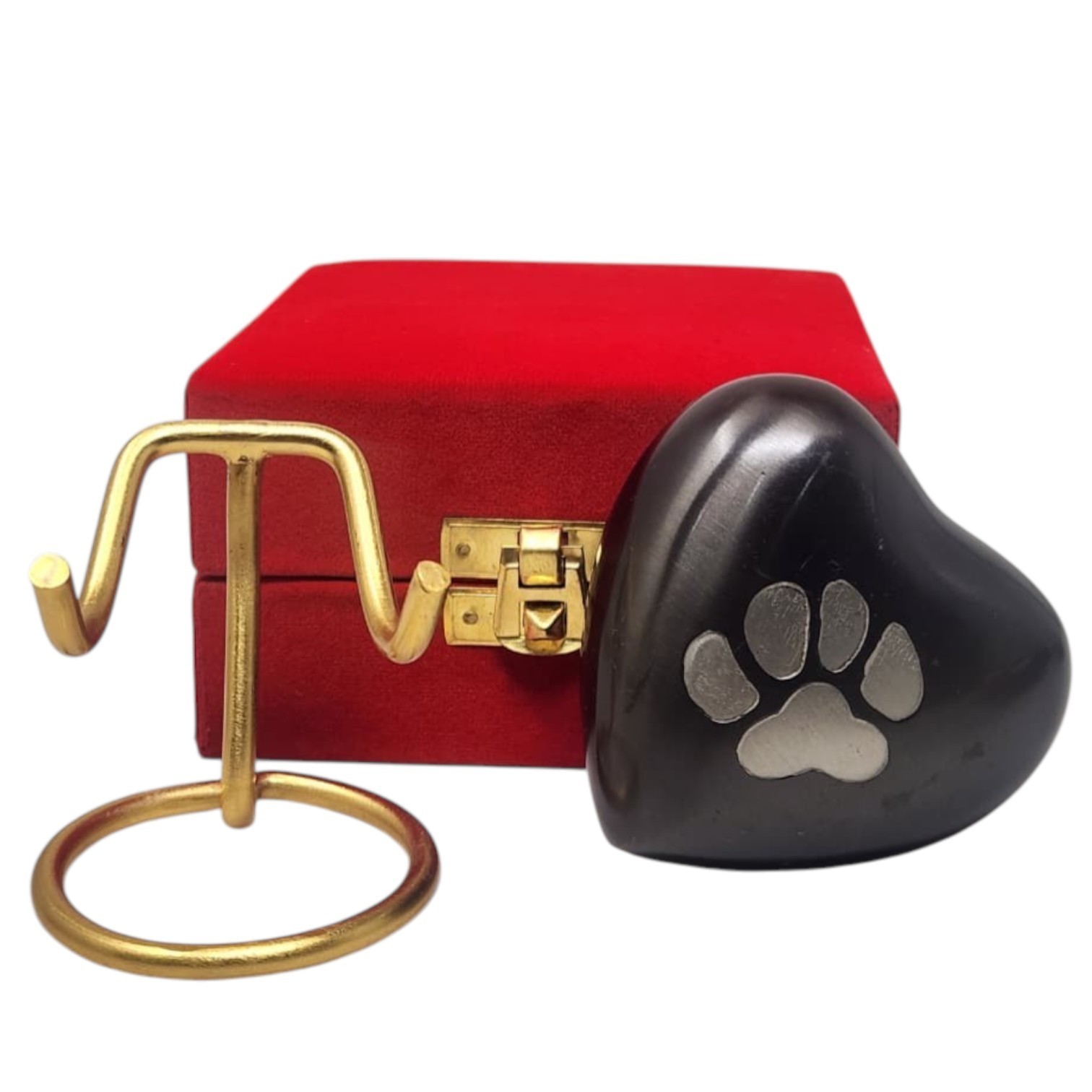 Black Paw Print Heart Pet Urn for Ashes Dog Cat Memorial Keepsake Urn with Box