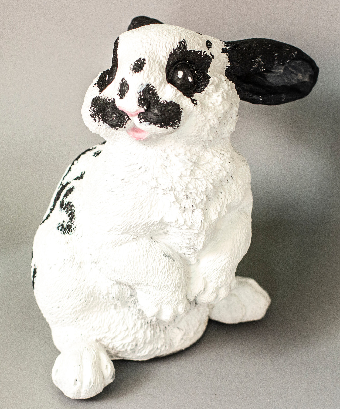 White Black Rabbit Urn Pet Ashes Bunny Statue Memorial Realistic Custom Painting