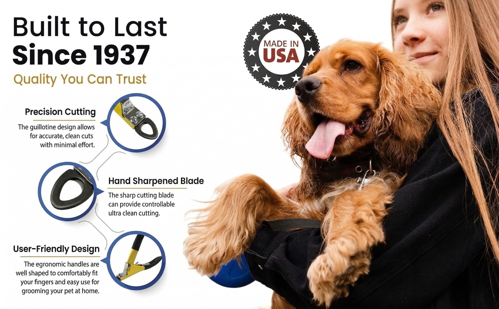 Resco Deluxe Dog Nail Clippers for Large Dogs – Professional USA-Made Guillot…