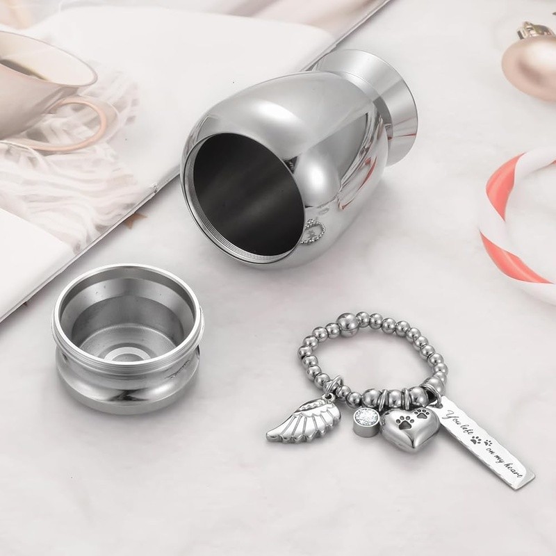 Dog Ashes Urn Stainless Steel Keepsake Handcrafted Pet Memorial Small Urn New