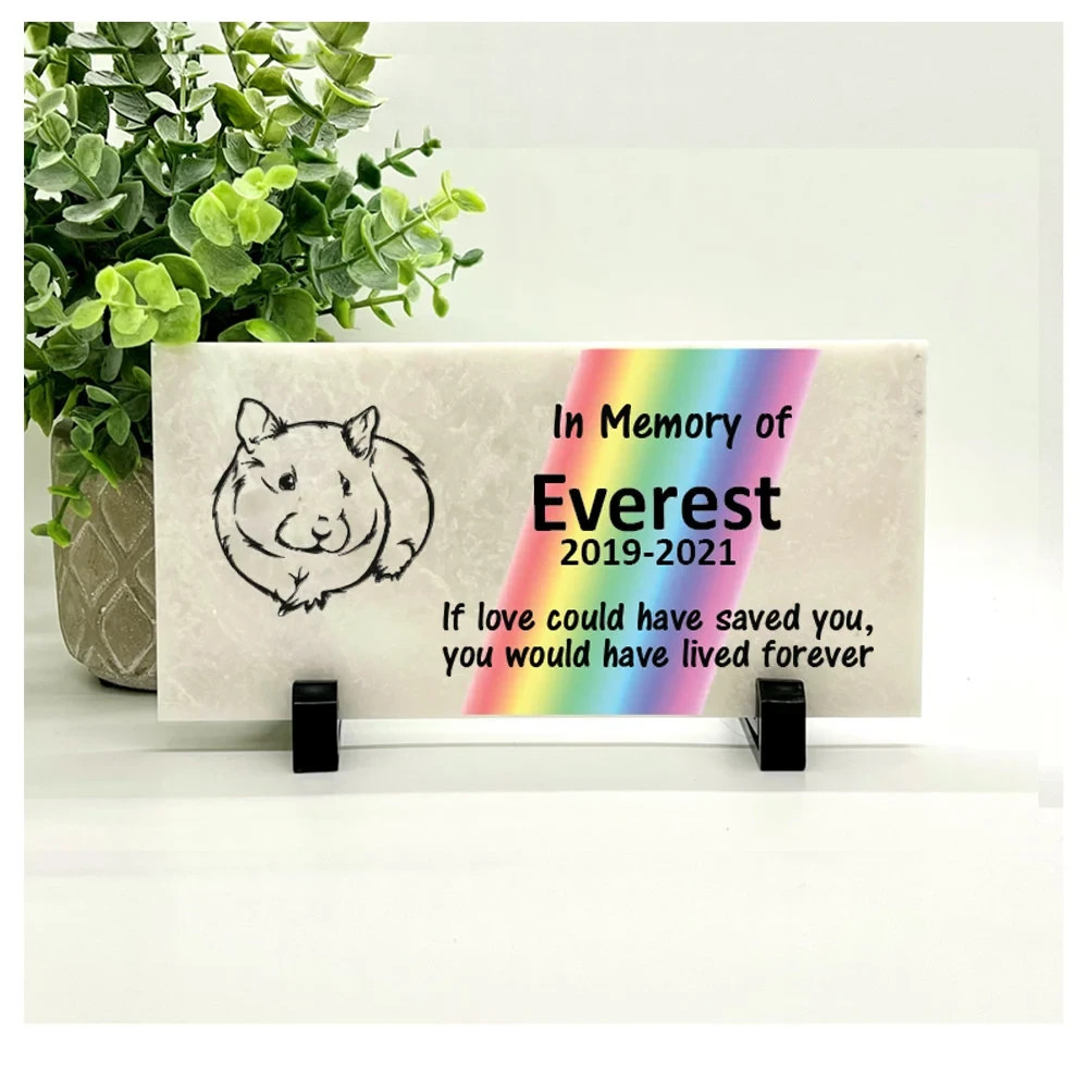 Guinea Pig Rainbow Memorial – Personalized Pet Memorial Stone – Pet Loss Gift