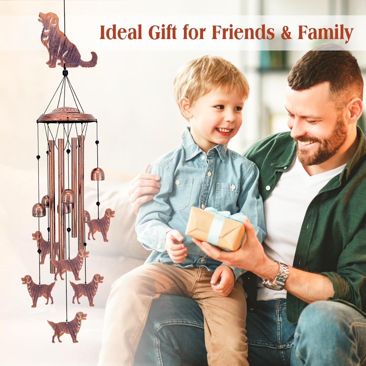 Golden Retriever Dog Wind Chimes for Outside,Dog Gifts for Women Men/Memorial Gi