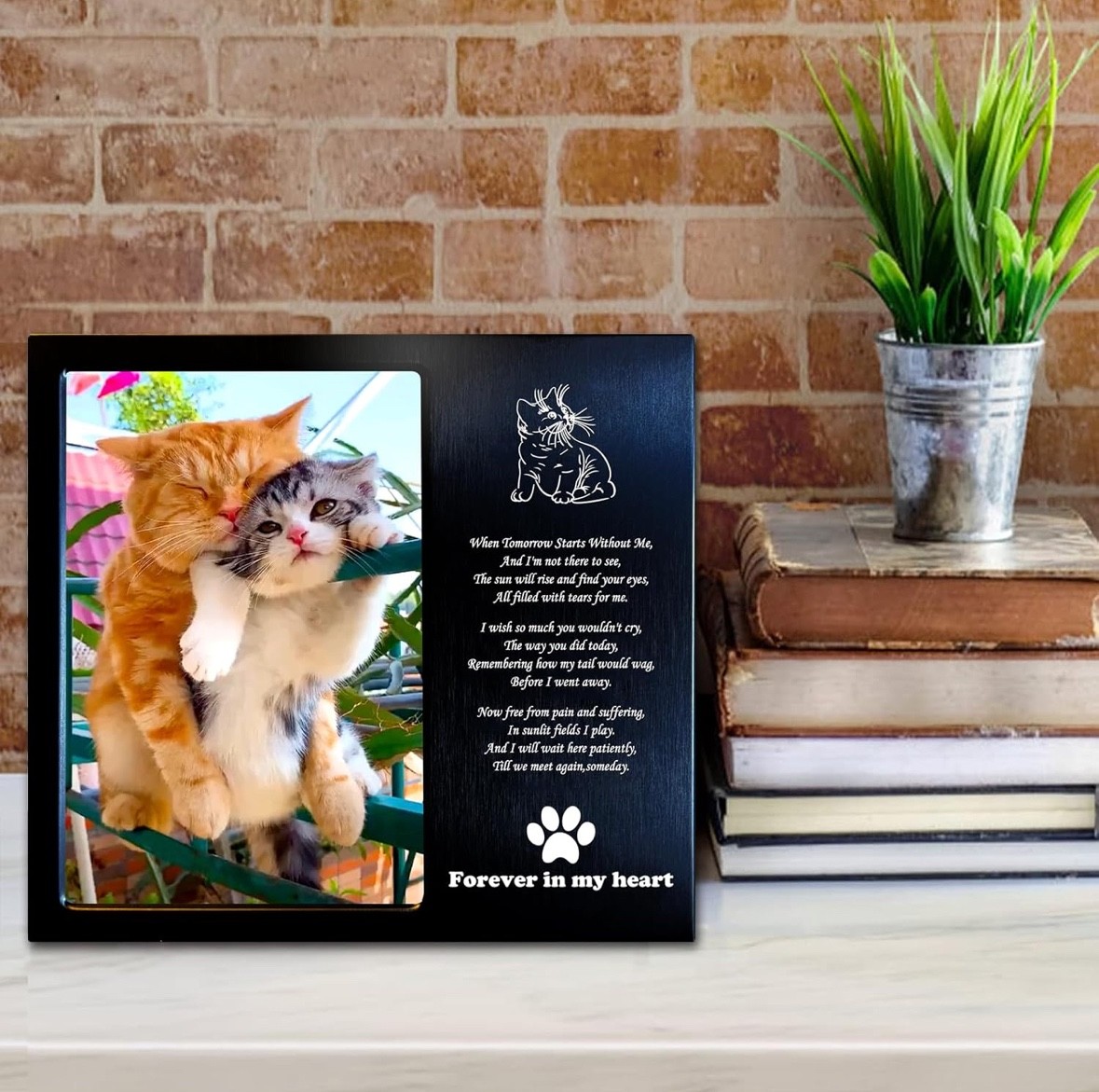 Cat Memorial Gifts for Loss of Cat, Sympathy Gift, Memorial Picture Frame 4×6″