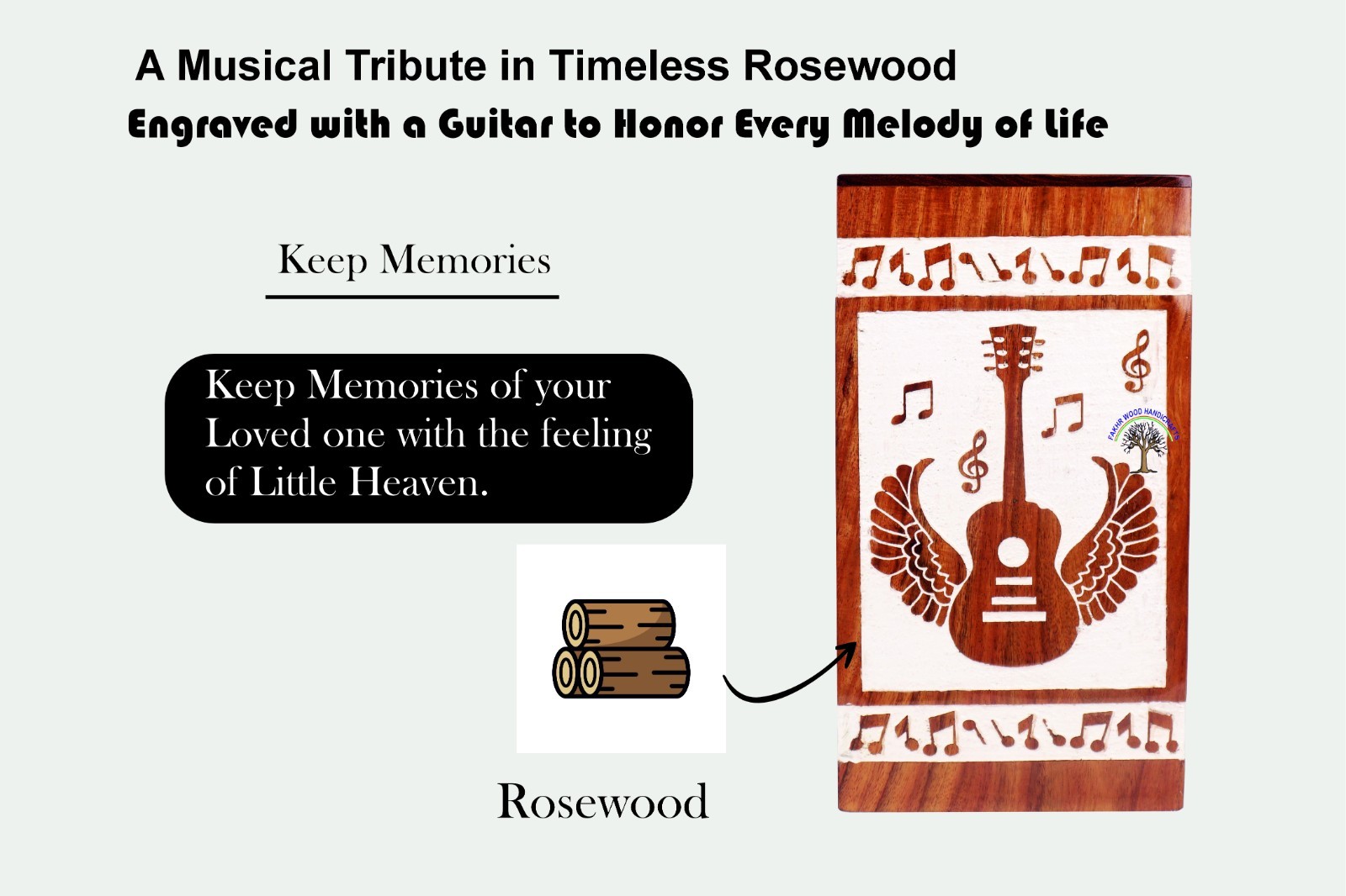 Rosewood Cremation Urn with Hand-Engraved Tree of Life – Wooden Funeral Urn