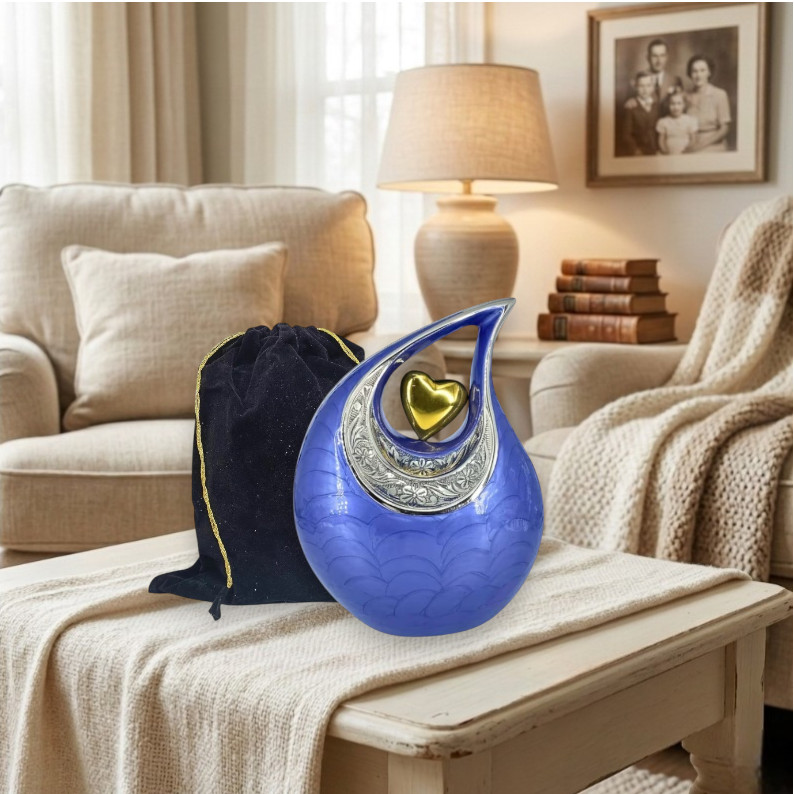 Engraved Teardrop Aluminum Cremation Urns Adult Human Ashes for Male Female