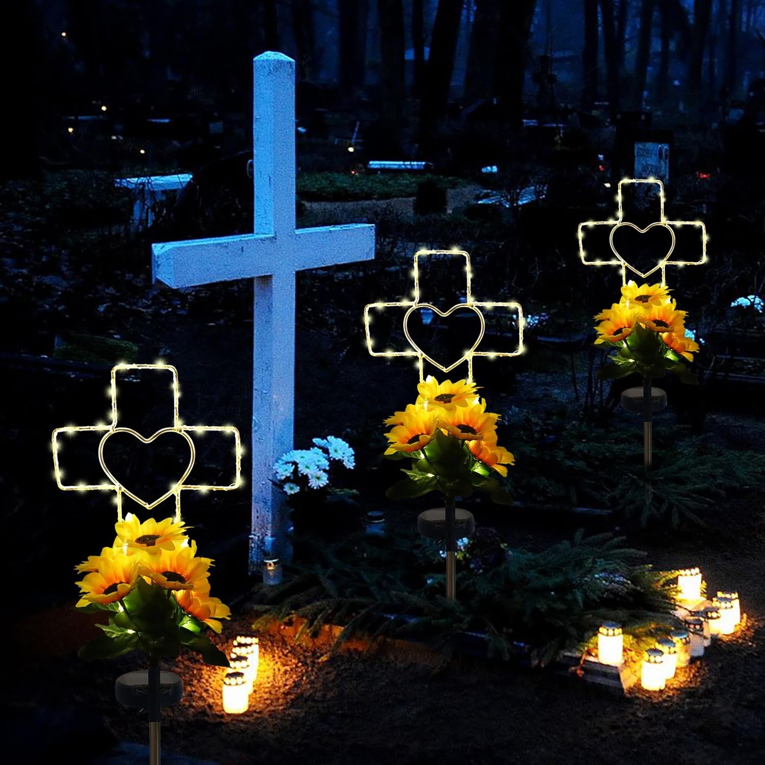 Lmtocs Solar Cross Cemetery Decorations for Grave, Memorial Sympathy Gift for…