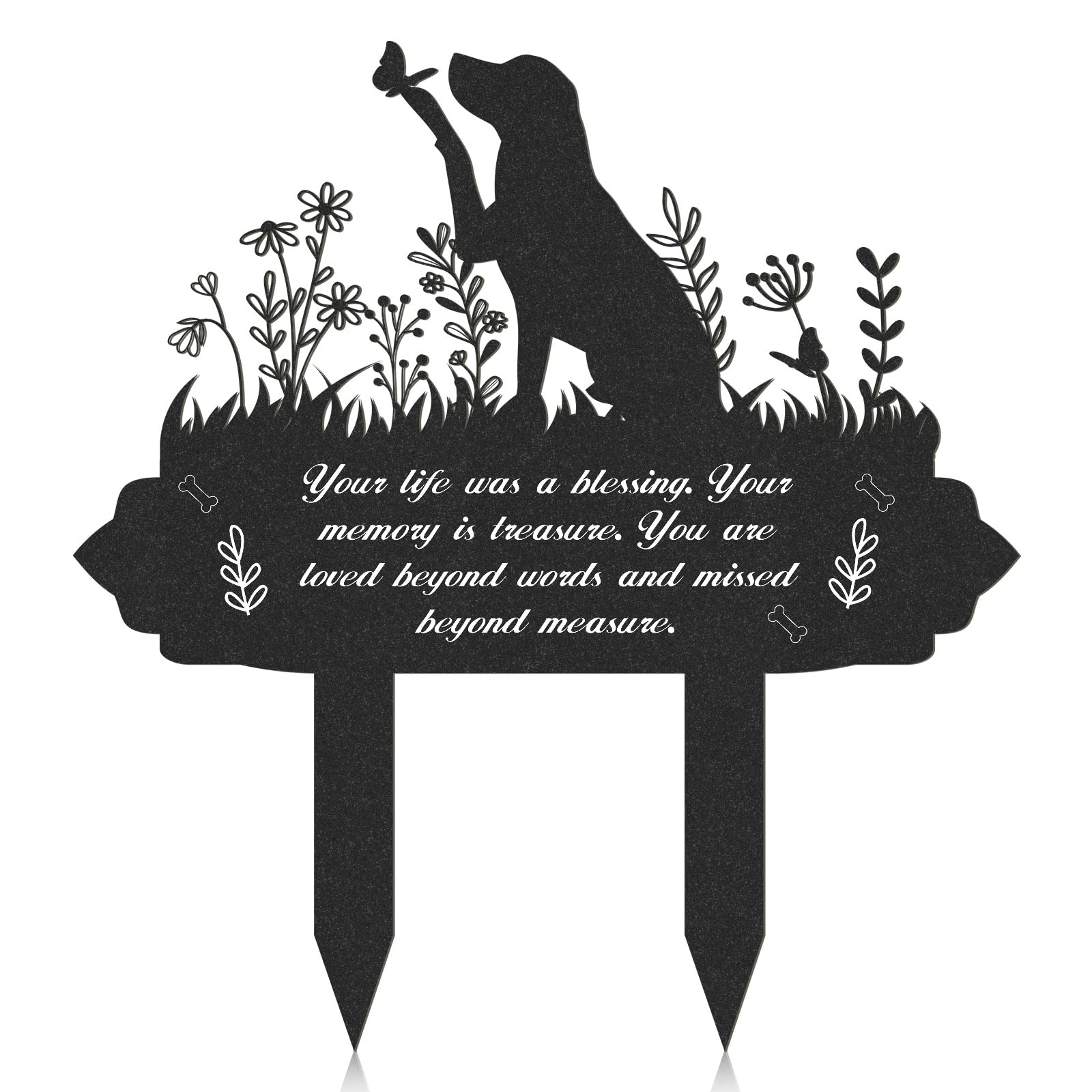 Memorial Pet Grave Markers, Metal Dog Markers Garden Grave Decorations for Ce…