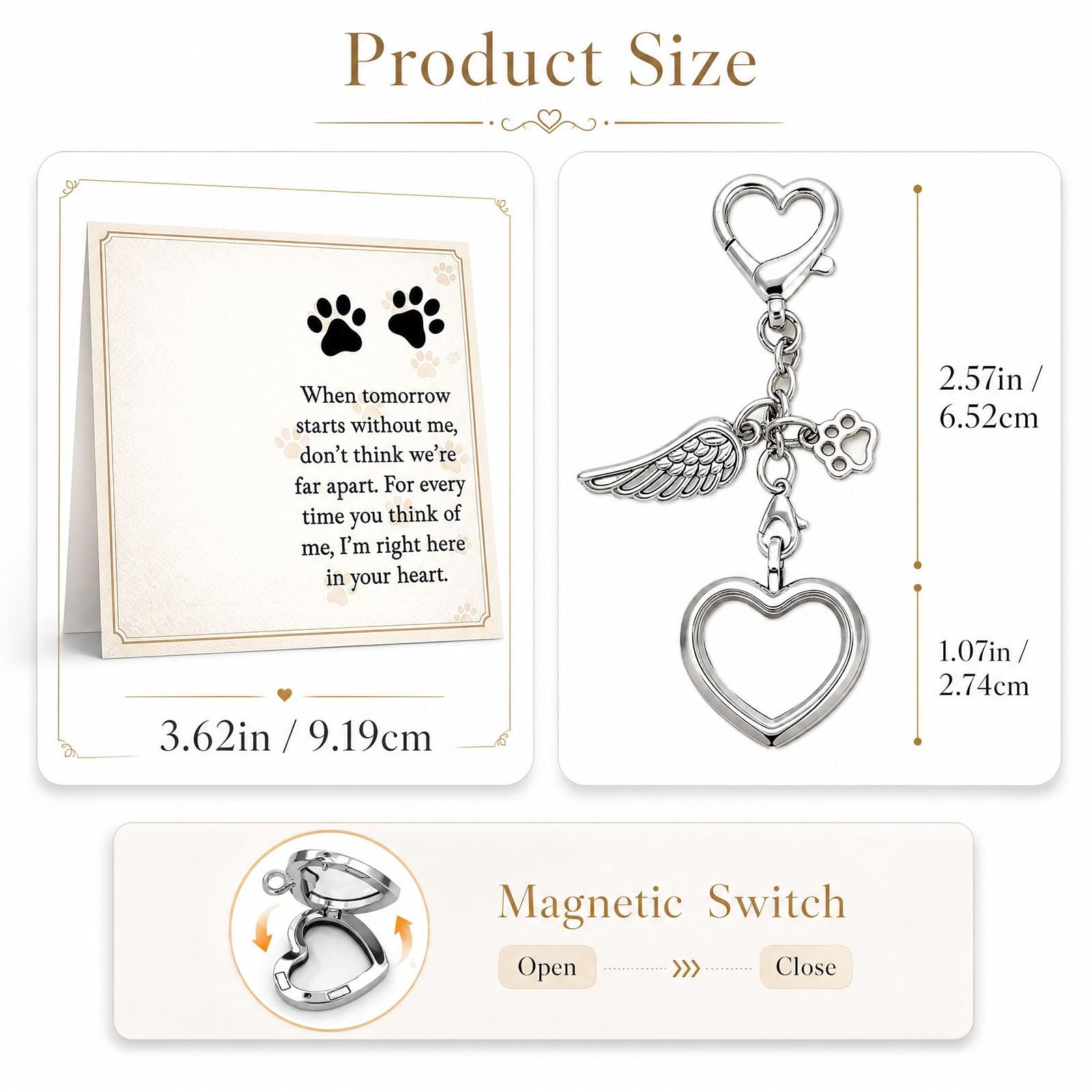 WCDHOR Pet Fur Keepsake Sympathy Gift, Dog Cat Memorial Locket Keychain with …