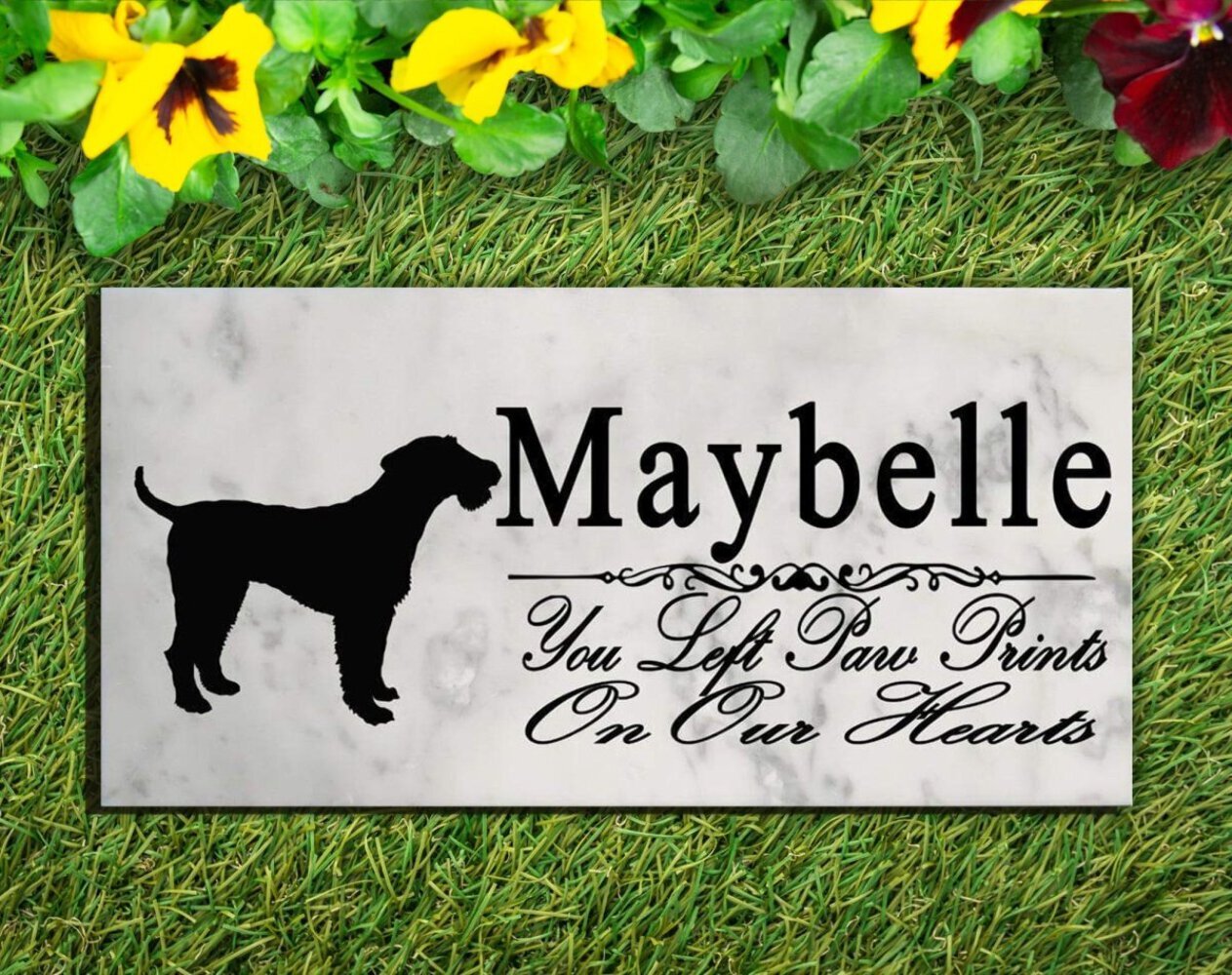 Airedale Memorial Marble Stone Plaque Personalized Dog Garden Plaque Grave Marke