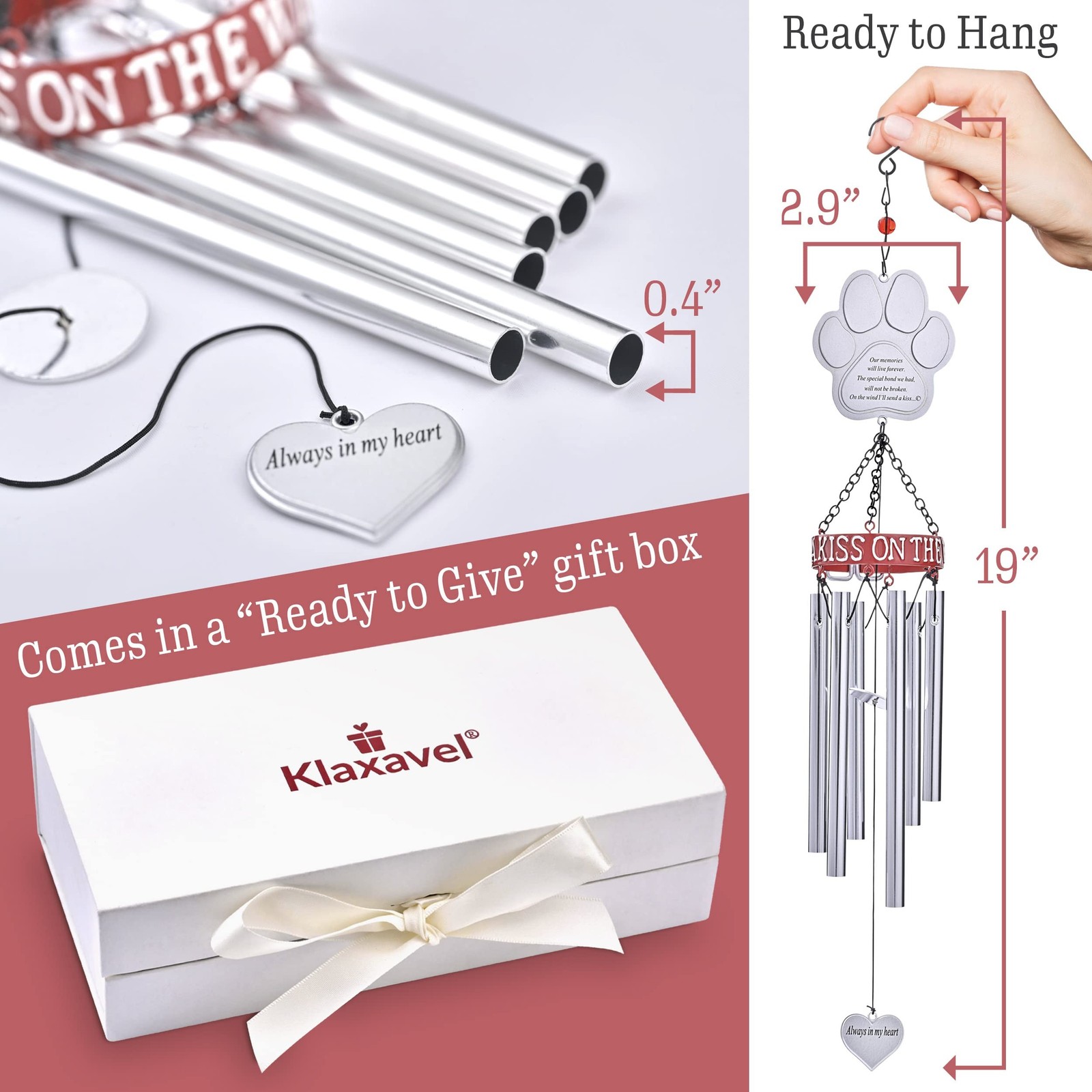 Pet Memorial Wind Chimes – 19″ Rainbow Bridge Pet Memorial Gifts, Thoughtful …