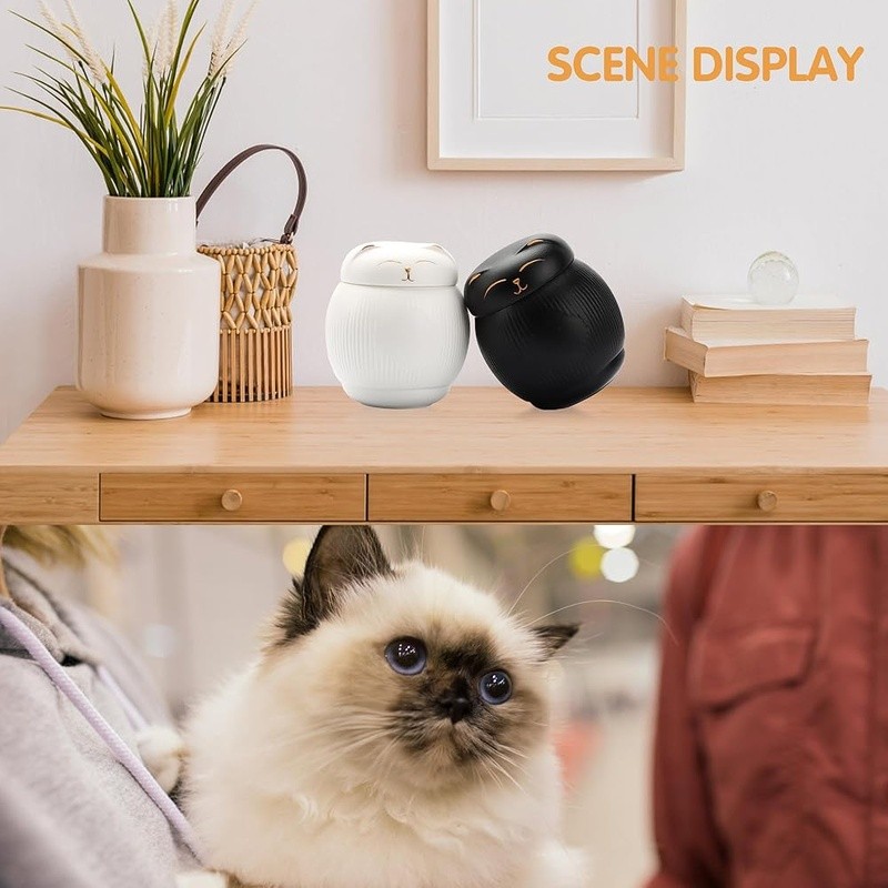Mini Cat Urn Cute Smiling Kitten Design Ceramic Pet Ashes Memorial Keepsake New