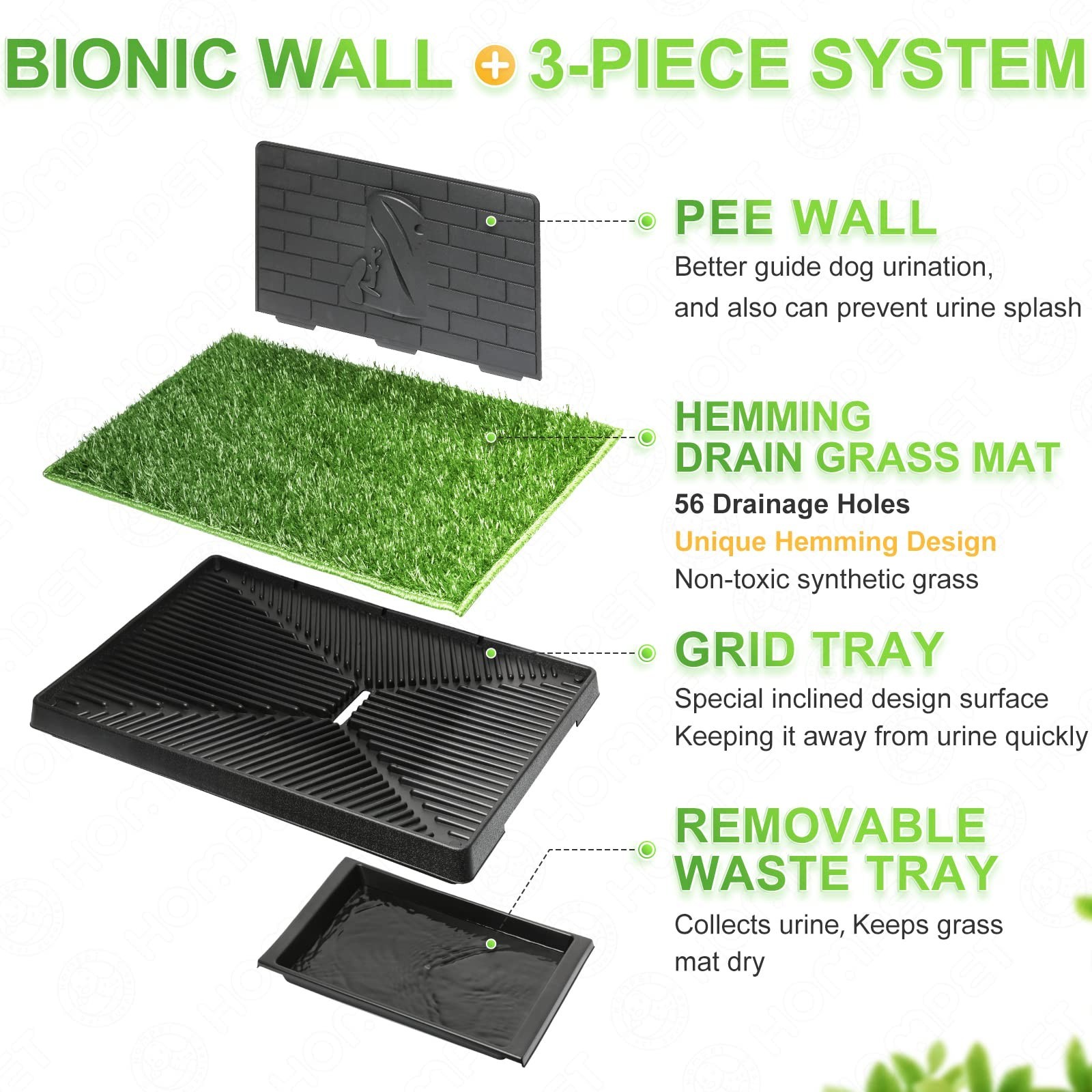 Hompet Dog Grass Pad with Tray Large, Puppy Turf Potty Reusable Training Pads…
