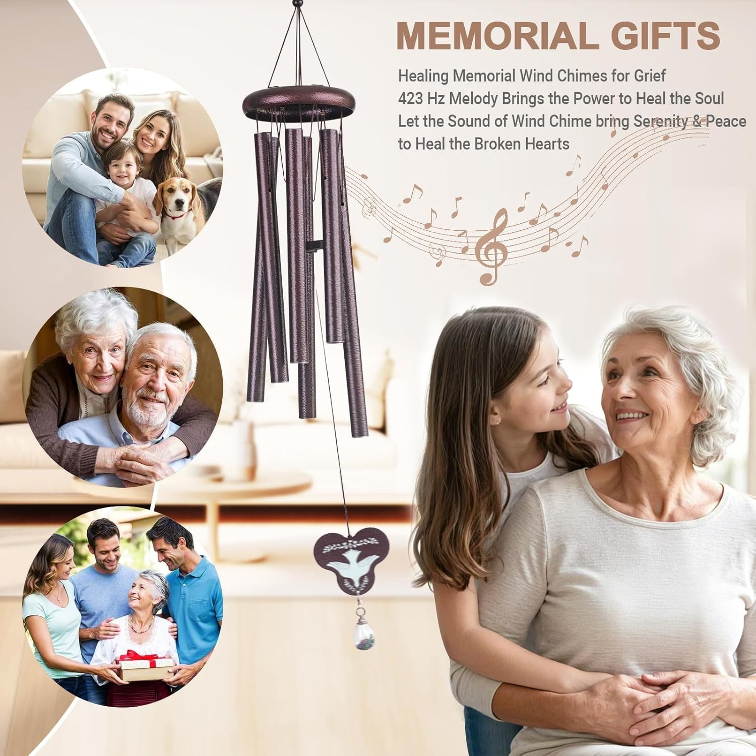Dog Memorial Gifts for Loss of Dogs, 35” Personalized Dog Memorial Wind Chimes