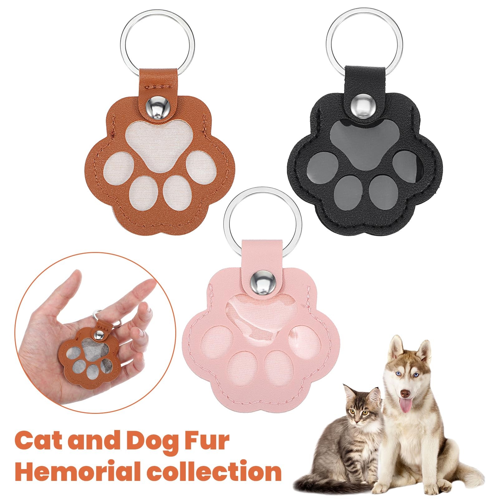 Pet Hair Keychain – 3Pcs Dog Fur Keepsake with Zinc Alloy Paw Design for Pet Lov