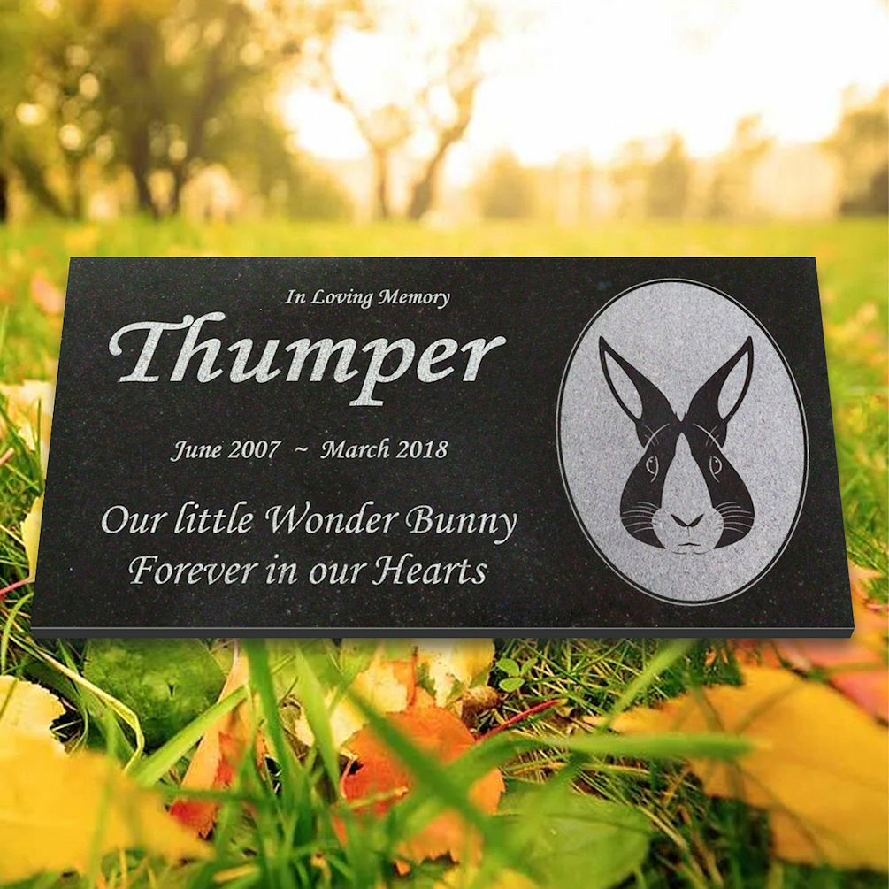 Personalized Pet Rabbit Memorial – Granite Pet Memorial – 6×12 – Thumper