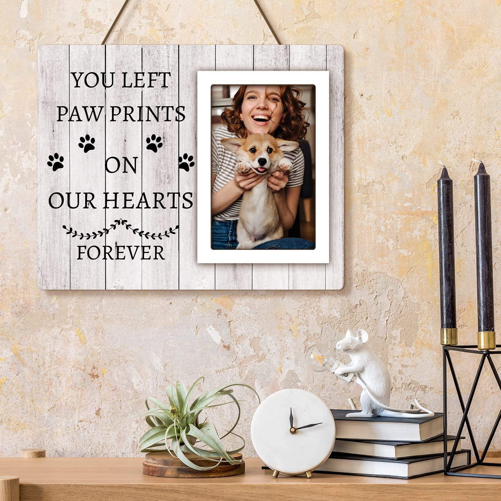 Dog Memorial Picture Frame 4×6 Pet Remembrance Sympathy Gift With Paw Prints