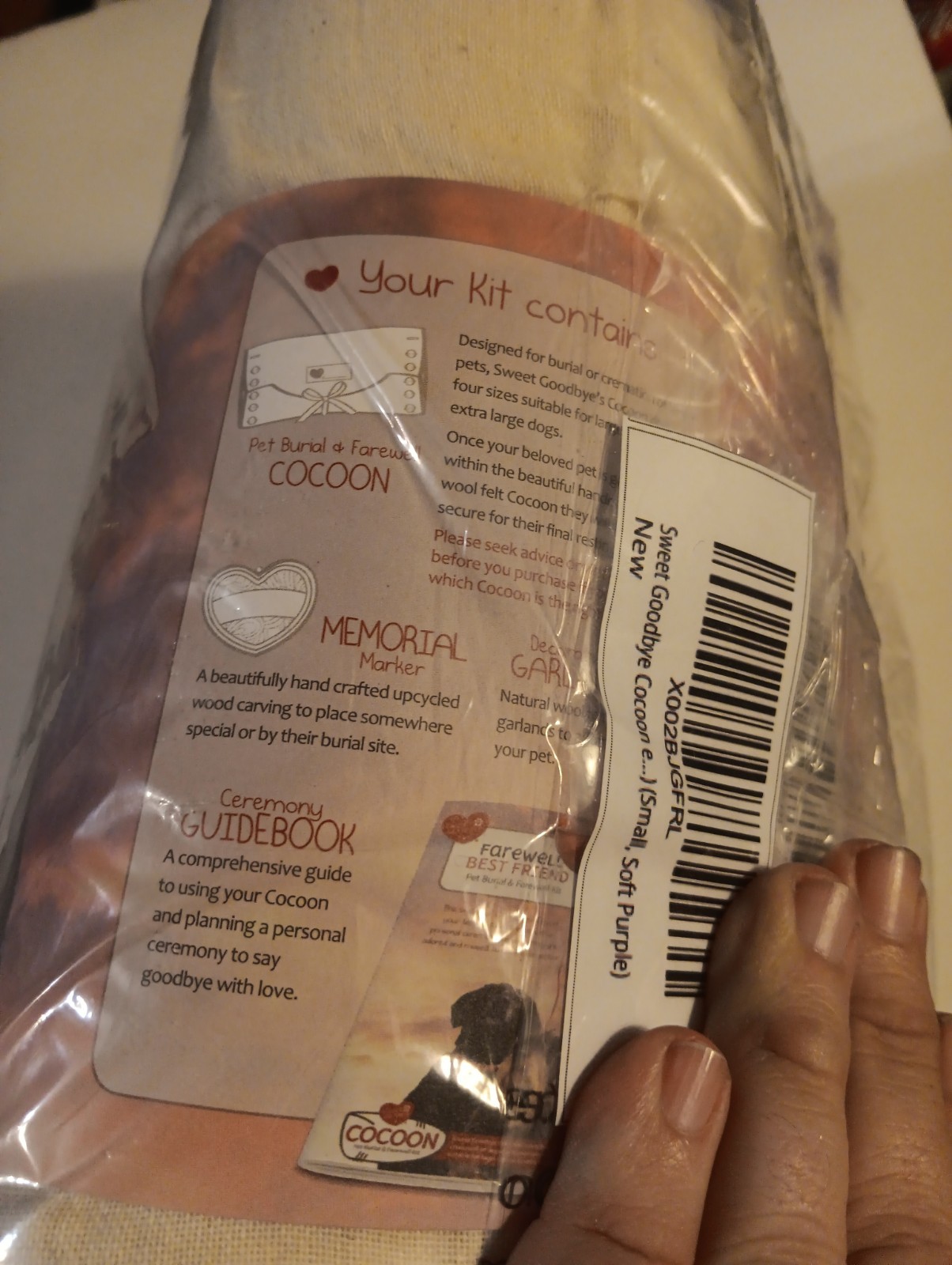 Sweet Goodbye Cocoon for Pet Burial & Cremation Premium Wool Natural Color Small