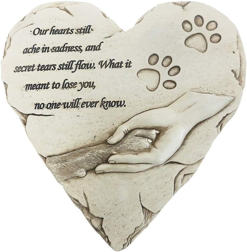 Heart-Shaped Dog Memorial Stone – Handcrafted Resin Sympathy Gift, 9.7″ x 9.3″