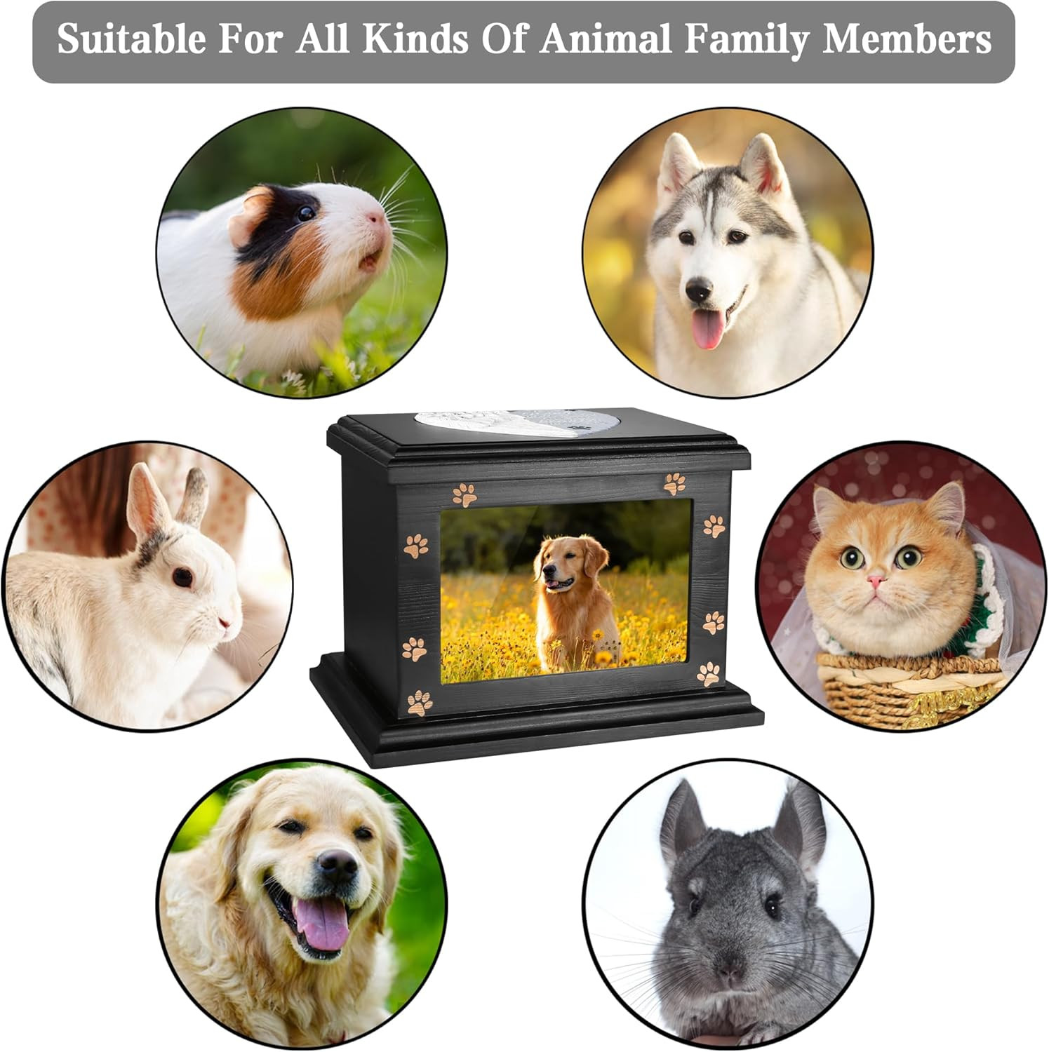 Pet Memorial Urns for Dogs or Cats Ashes, Xlarge Wooden Funeral Cremation Urns w