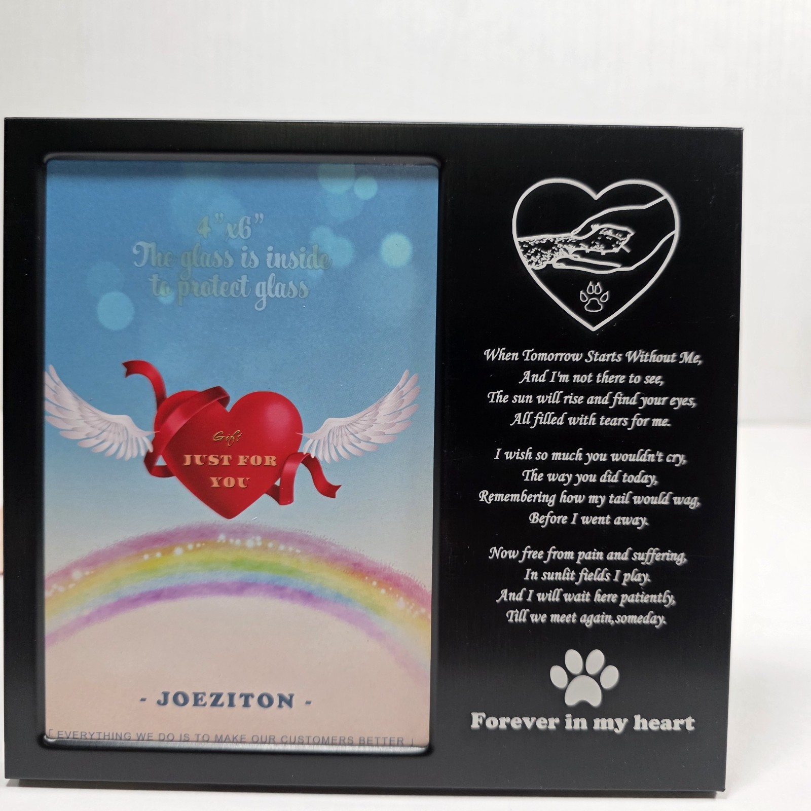 Joeziton Pet Memorial Picture Frame 4×6 Aluminum Rainbow Bridge Poem Dog Cat…
