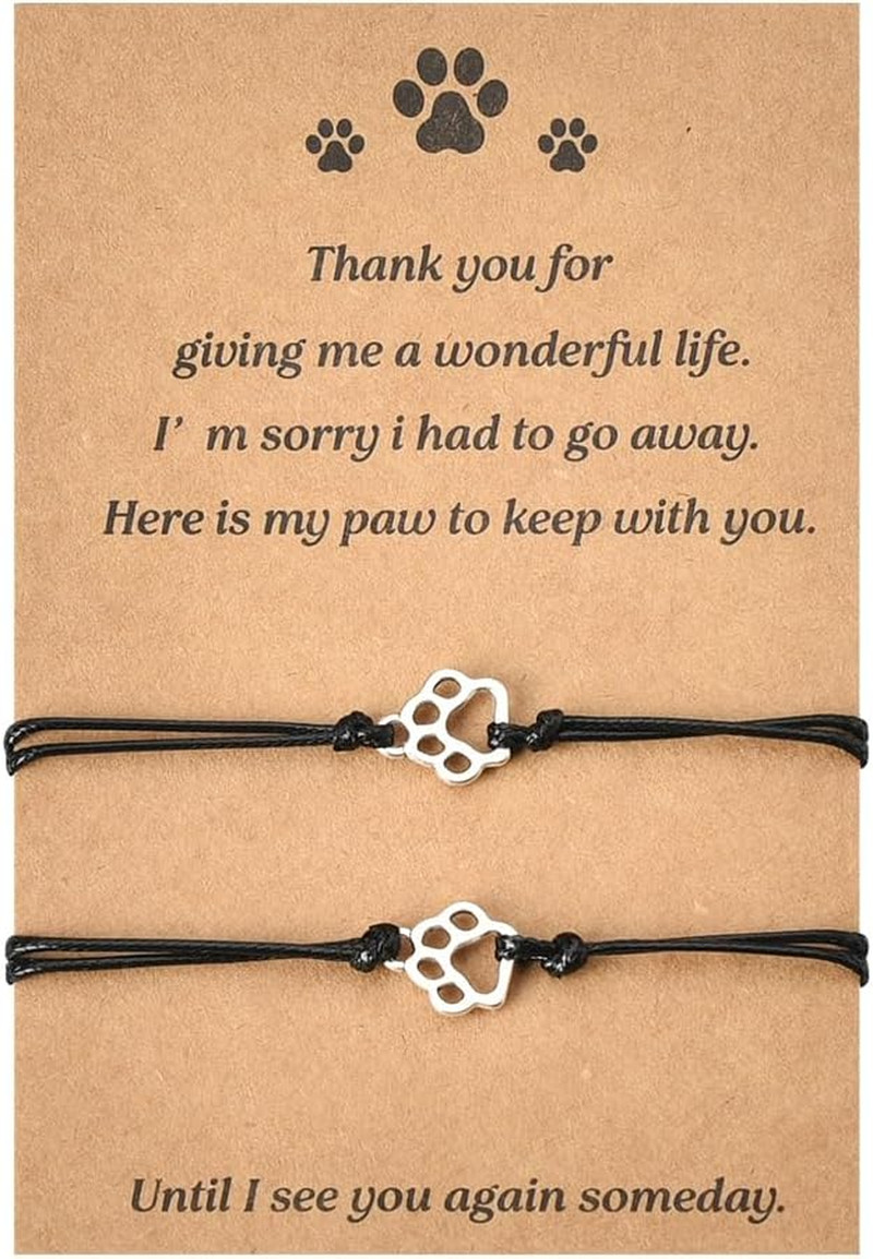 Memorial Gifts Bracelet for Pet Loss of Dog Sympathy Gift Paw Print Friendship B