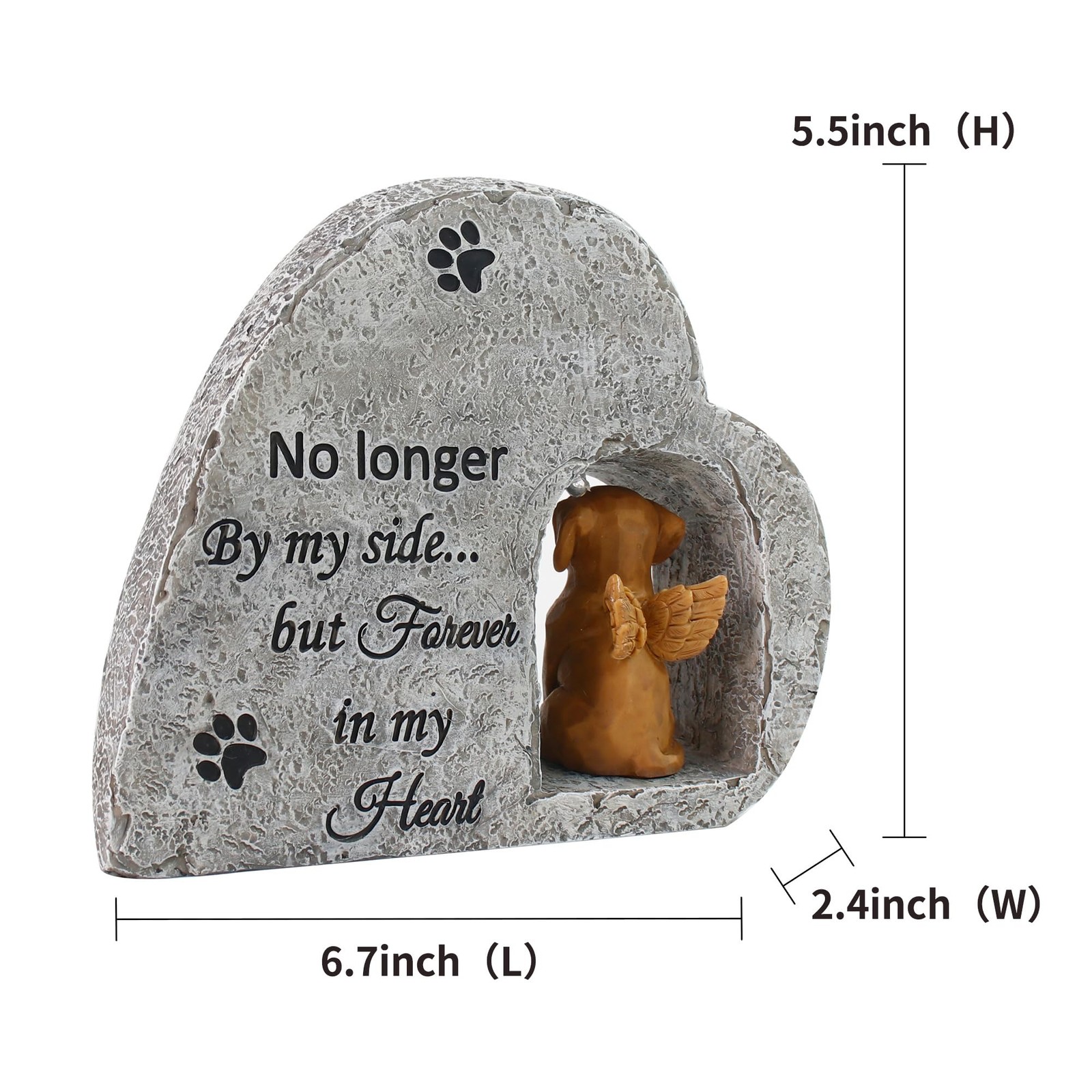 Solar Dog Pet Memorial Stone with A Angel Puppy Memorial Statue, Dog Grave Ma…