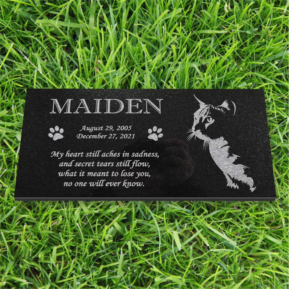 Personalized Cat Memorial – Granite Stone Pet Grave Marker – 6×12 – Maiden