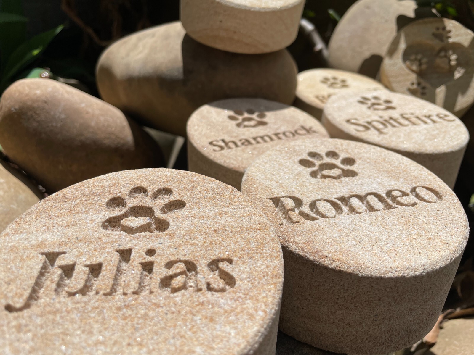 Memorial Keepsake for Pets Personalised Sand stone