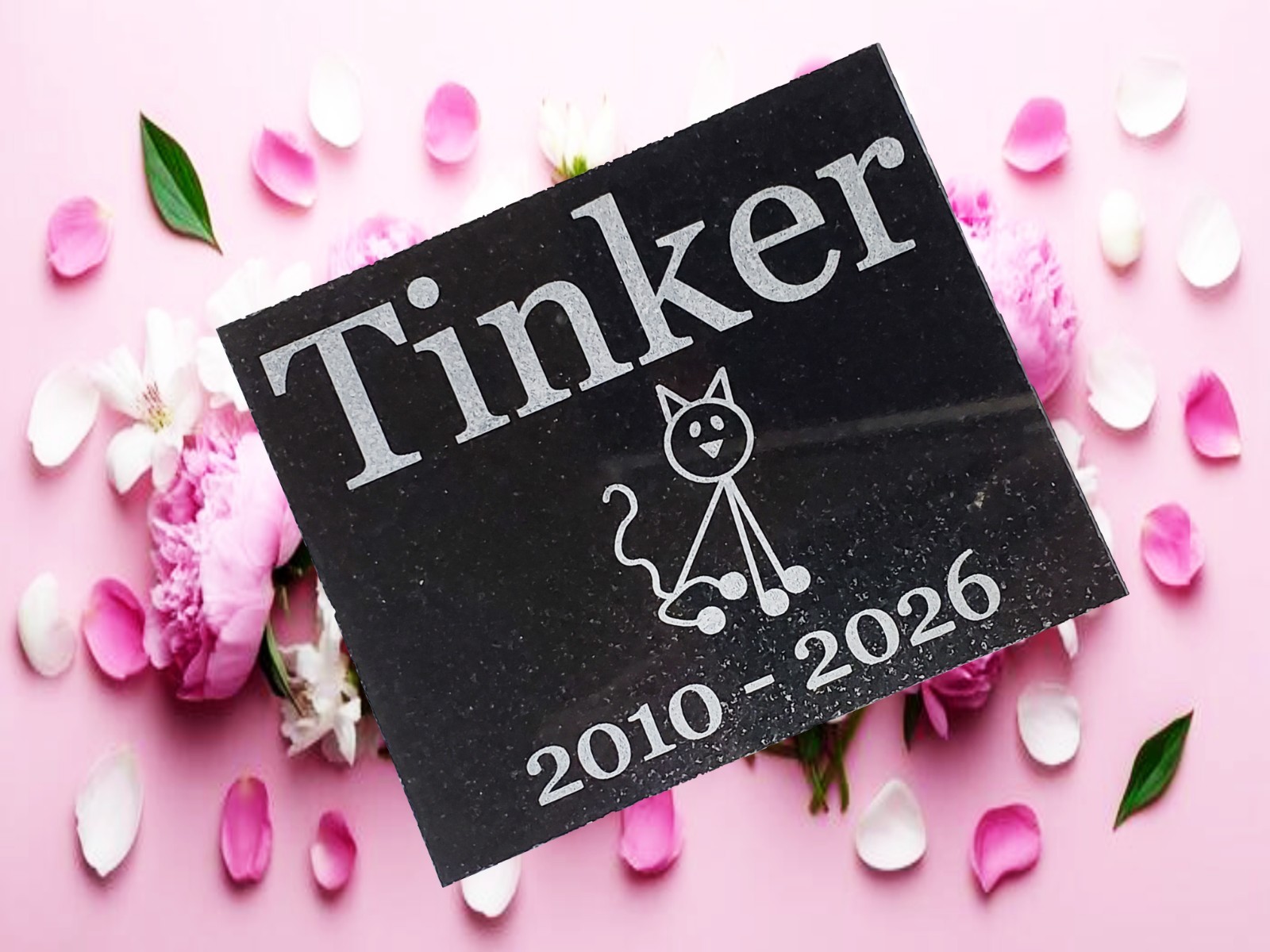 Personalized Cat Memorial Stone Plaque: Pet Loss Gift Garden Grave Marker A1