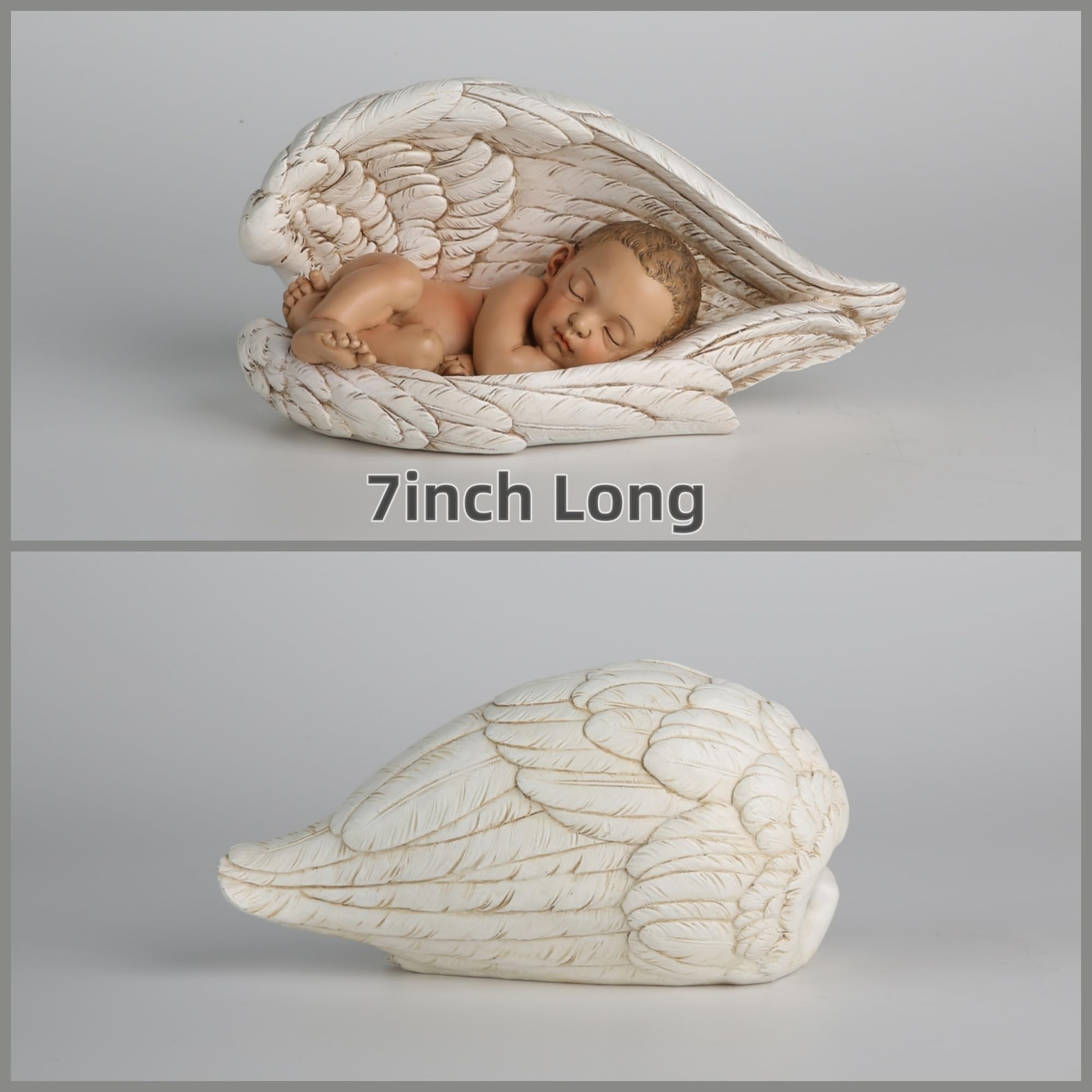 Sleeping Baby in Angel Wings Statue, 7inch Long Guardian Angel Wings Baby Cat…