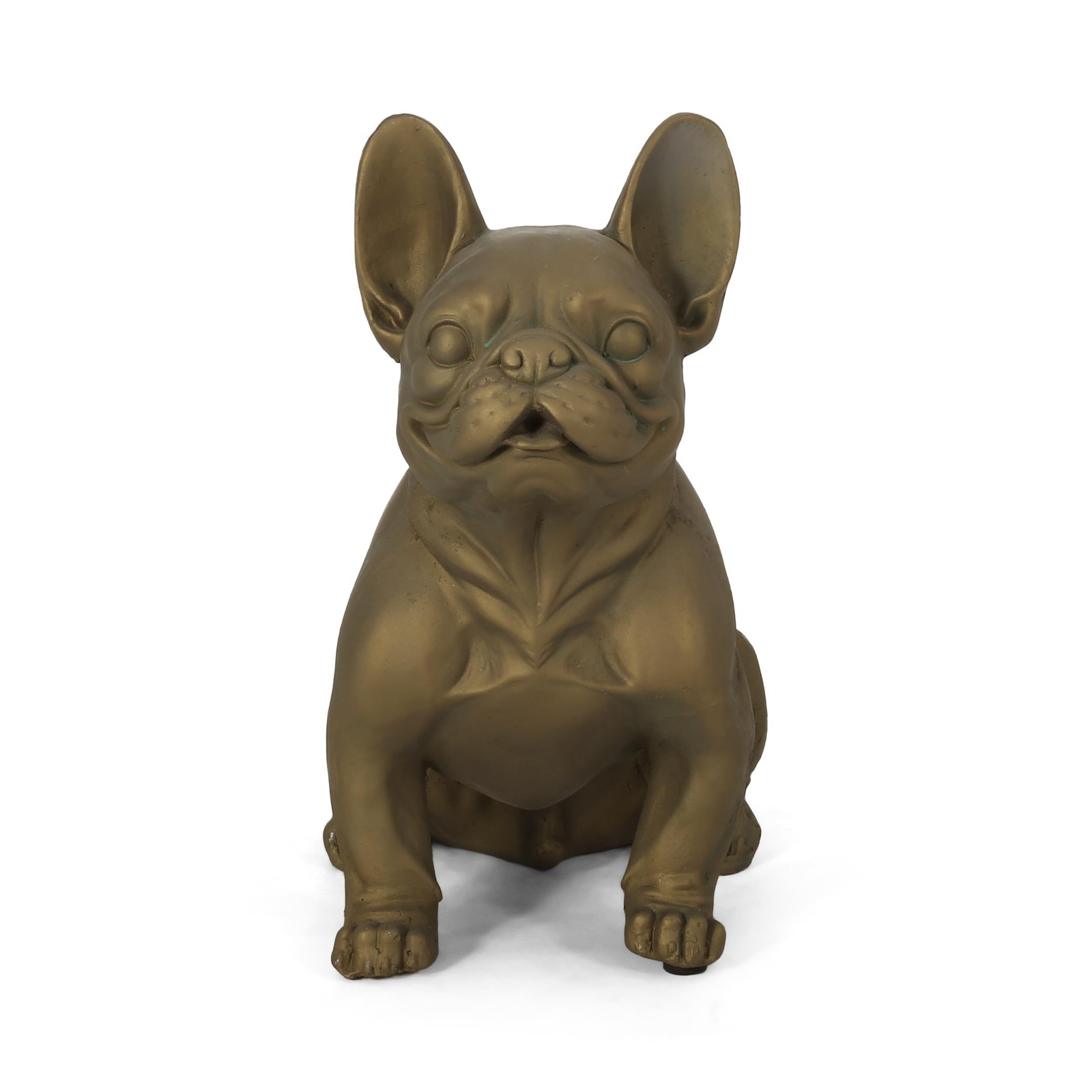 Merax French Bulldog Garden Statue – Outdoor Cast Stone Decor, Rustic Gold Fi…