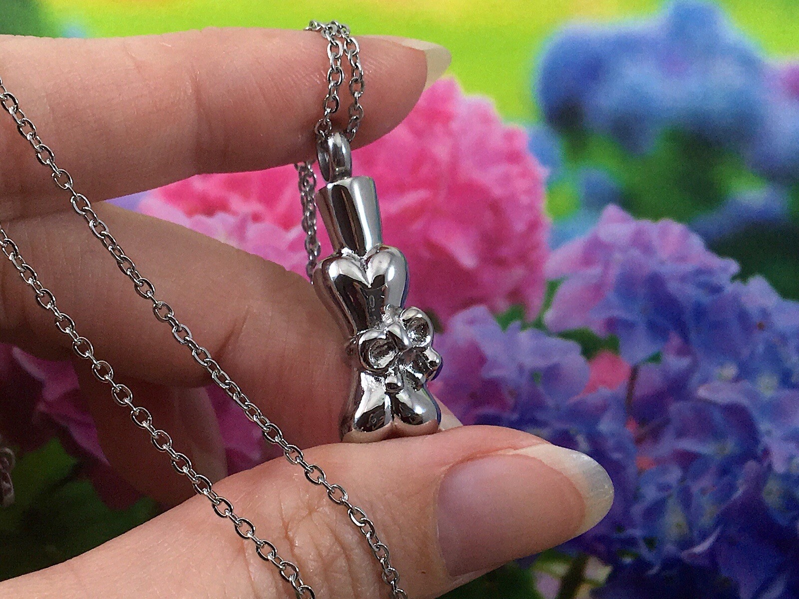 Dog Bone Ribbon Cremation Necklace Ladies Urn Jewelry Pendant for Ashes Girls