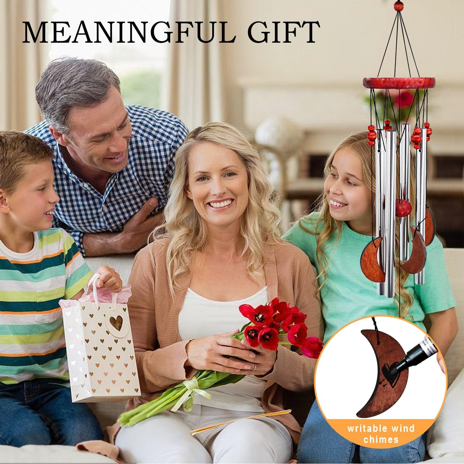 Pet Loss Sympathy Gift Moon Wind Chimes for outside Memorial Bereavement Dog Rem