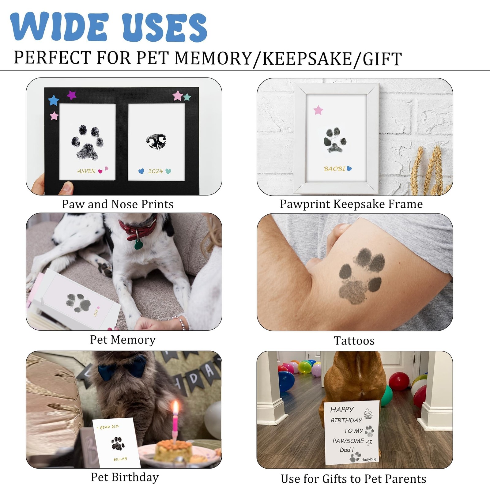 MYPAWLETS Inkless Pet Paw Print Kit,Clean Touch Ink Pad for Dog Paw Prints,Me…