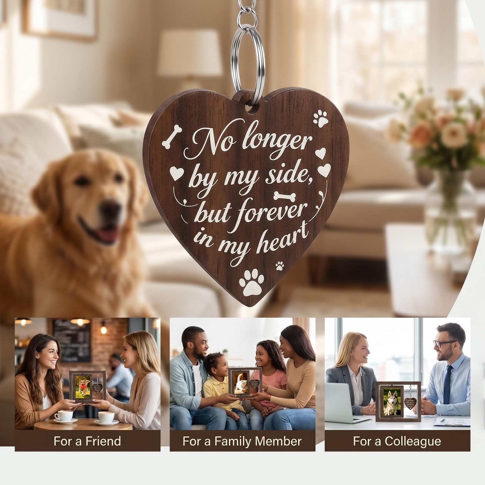 Dog Memorial Gifts for Loss of Dog – Brown 4×6 Rotating Wooden Picture Frame …