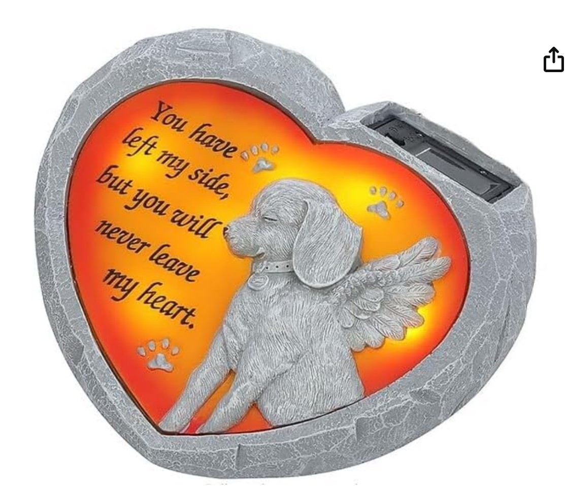 NEW! Dog Pet Memorial Marker/Stone Solar Heart Shaped Pet Memorial Headstone