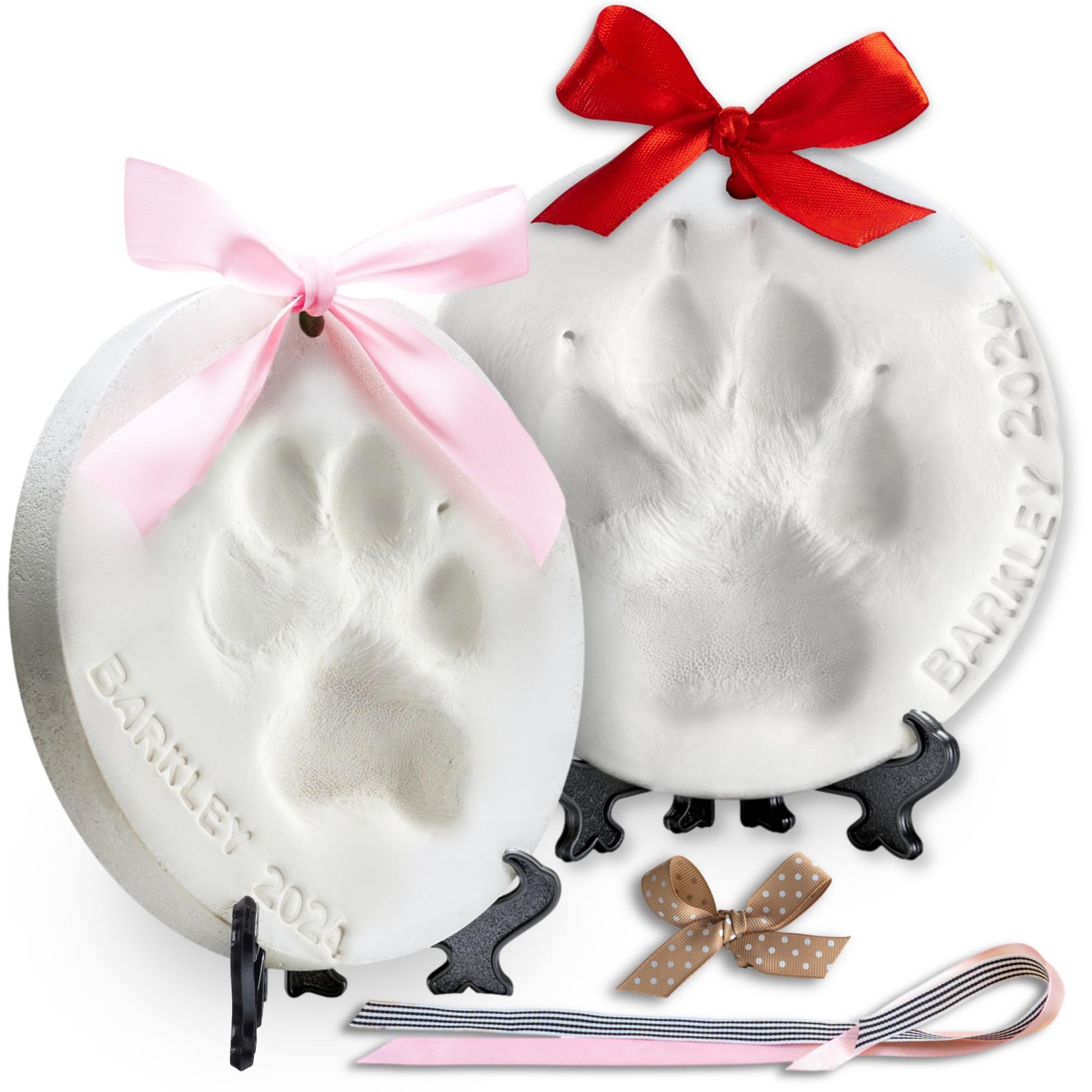 Pet Paw Print Impression Kit Makes (2) Dog Keepsake Ornaments, Inkless Paw Pr…