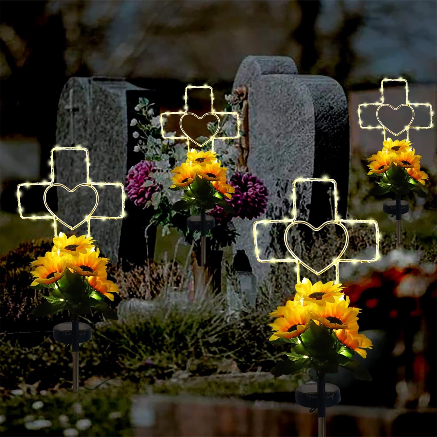 Lmtocs Solar Cross Cemetery Decorations for Grave, Memorial Sympathy Gift for…