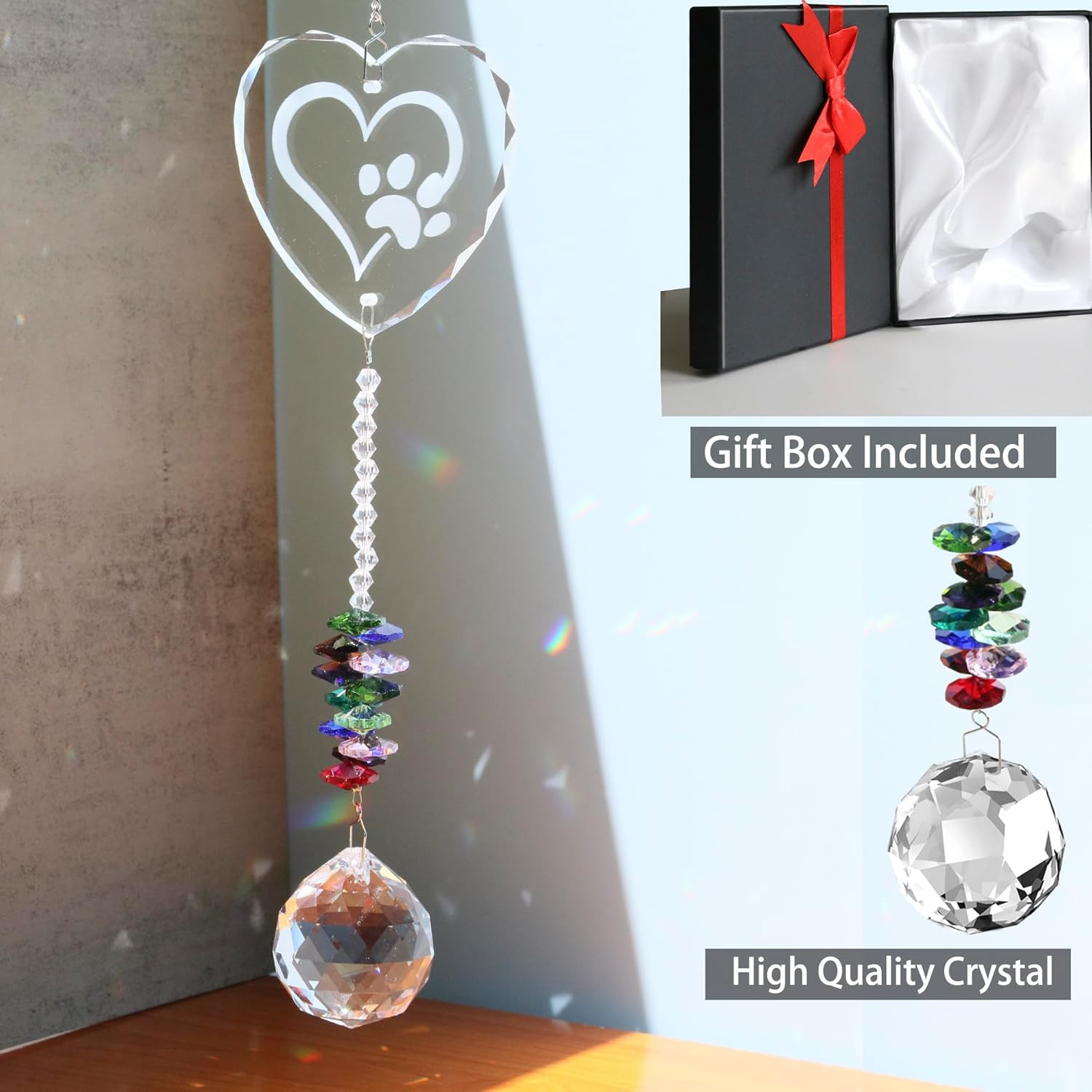 Pet Memorial Gifts Crystal Suncatcher,Dog Memorial Gifts for Loss of Dog,Loss of