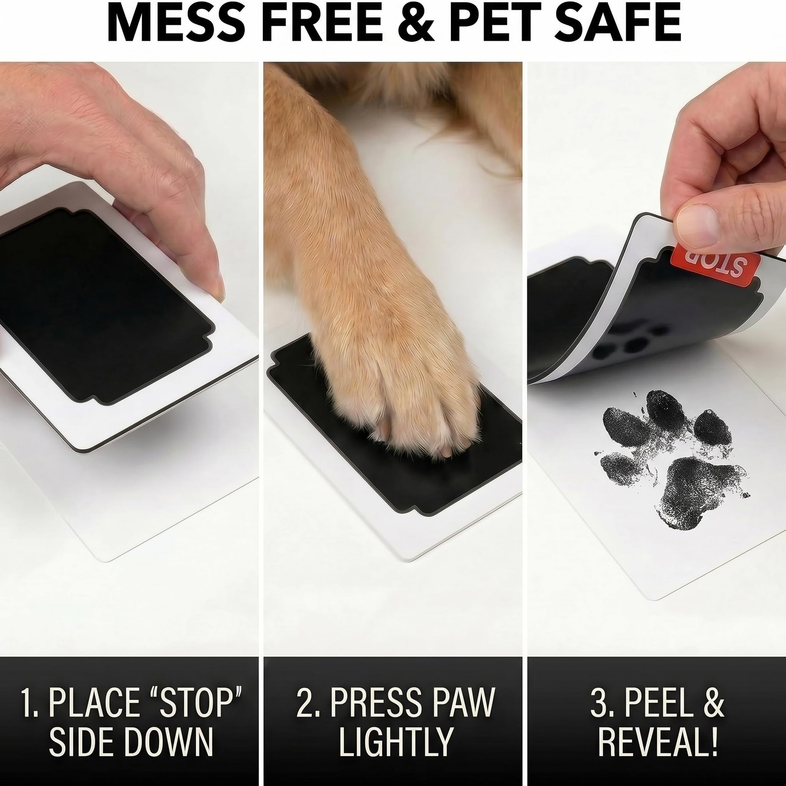 Pet Paw Print Kit & Leather Fur Keepsake Keychain – Inkless Dog Nose Print Se…