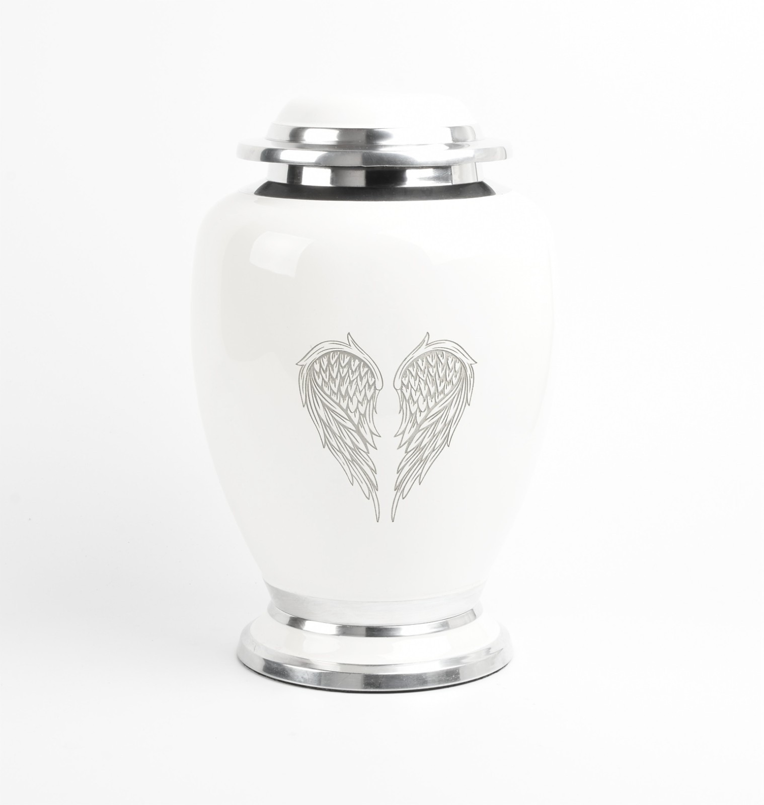Adult Cremation Ashes Urn Large Funeral Memorial Urn White Angel Wings Engraved