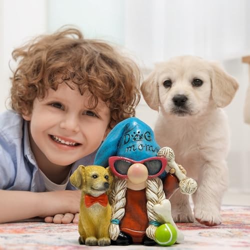 Dog Mom Garden Gnome Statue with Puppy Cute Resin Garden Decor, Dog Themed-a