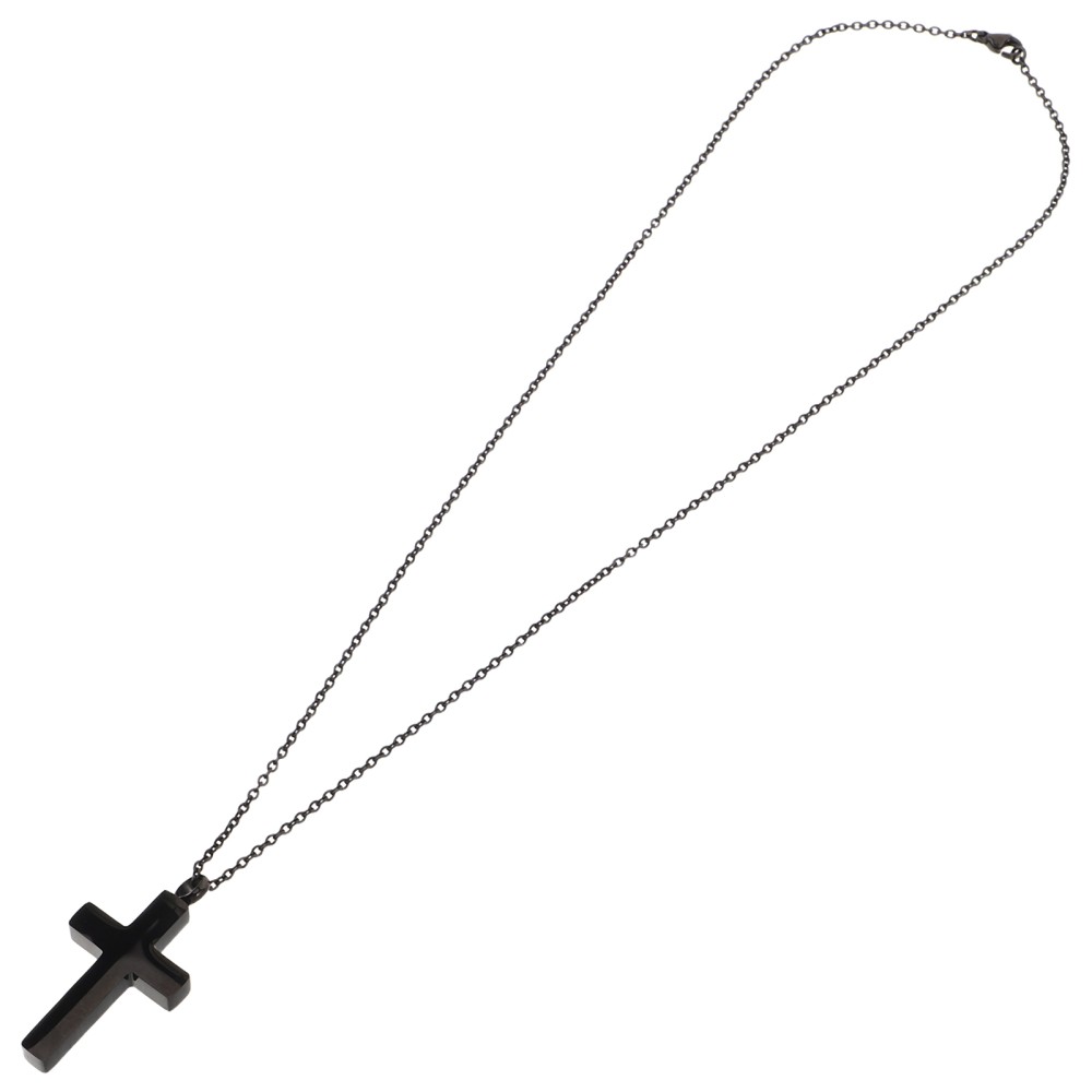 Memorial Cremation Pendant Stainless Steel Black Cross Urn Necklace For Ashes