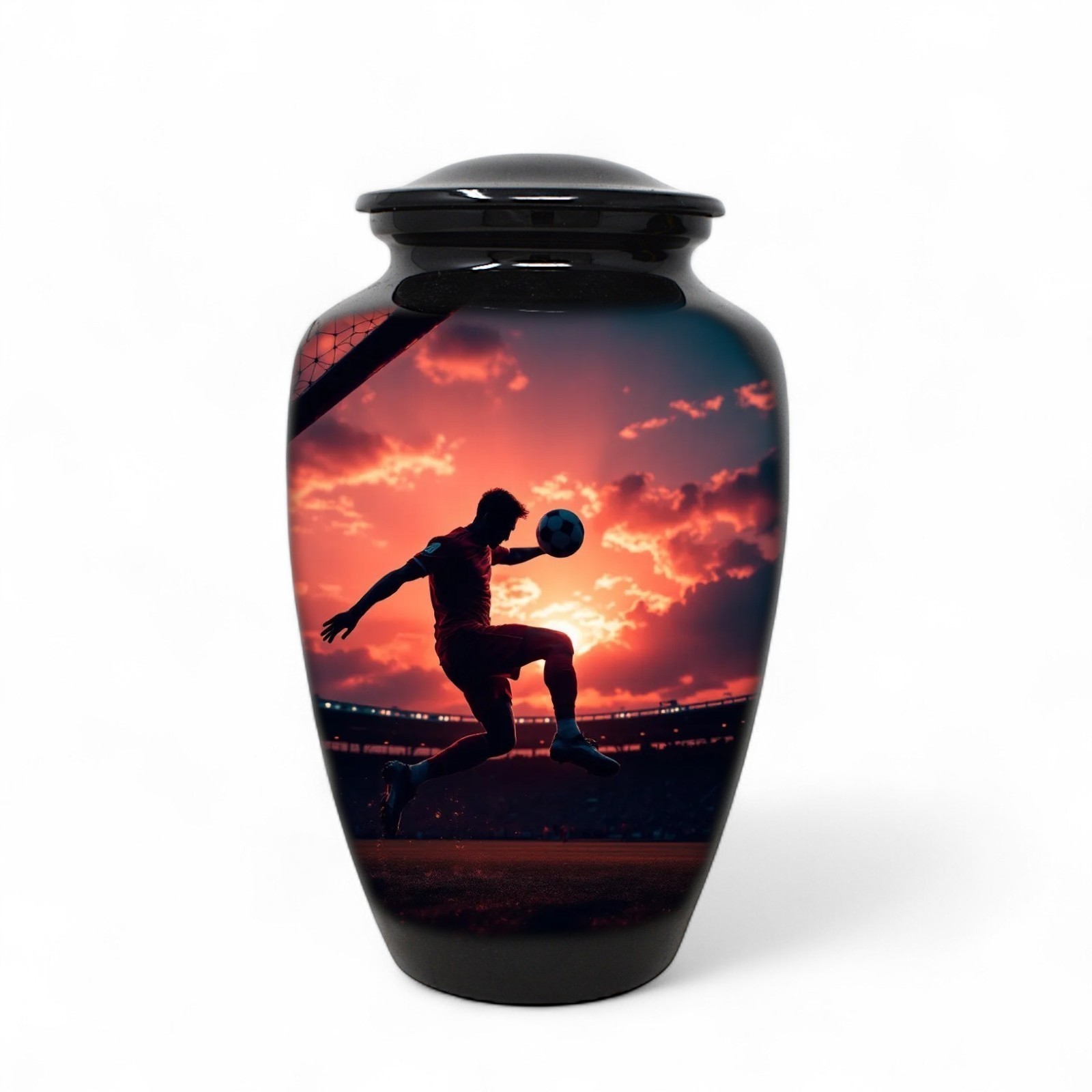 Large Adult Urn for Human Ashes Soccer Football Sunset Urn with Bag