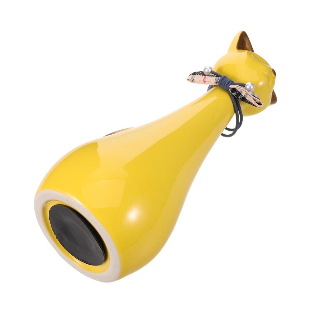 Cat Figurine Ceramic Pet Urn Small Ashes Container Yellow Decorative Memorial