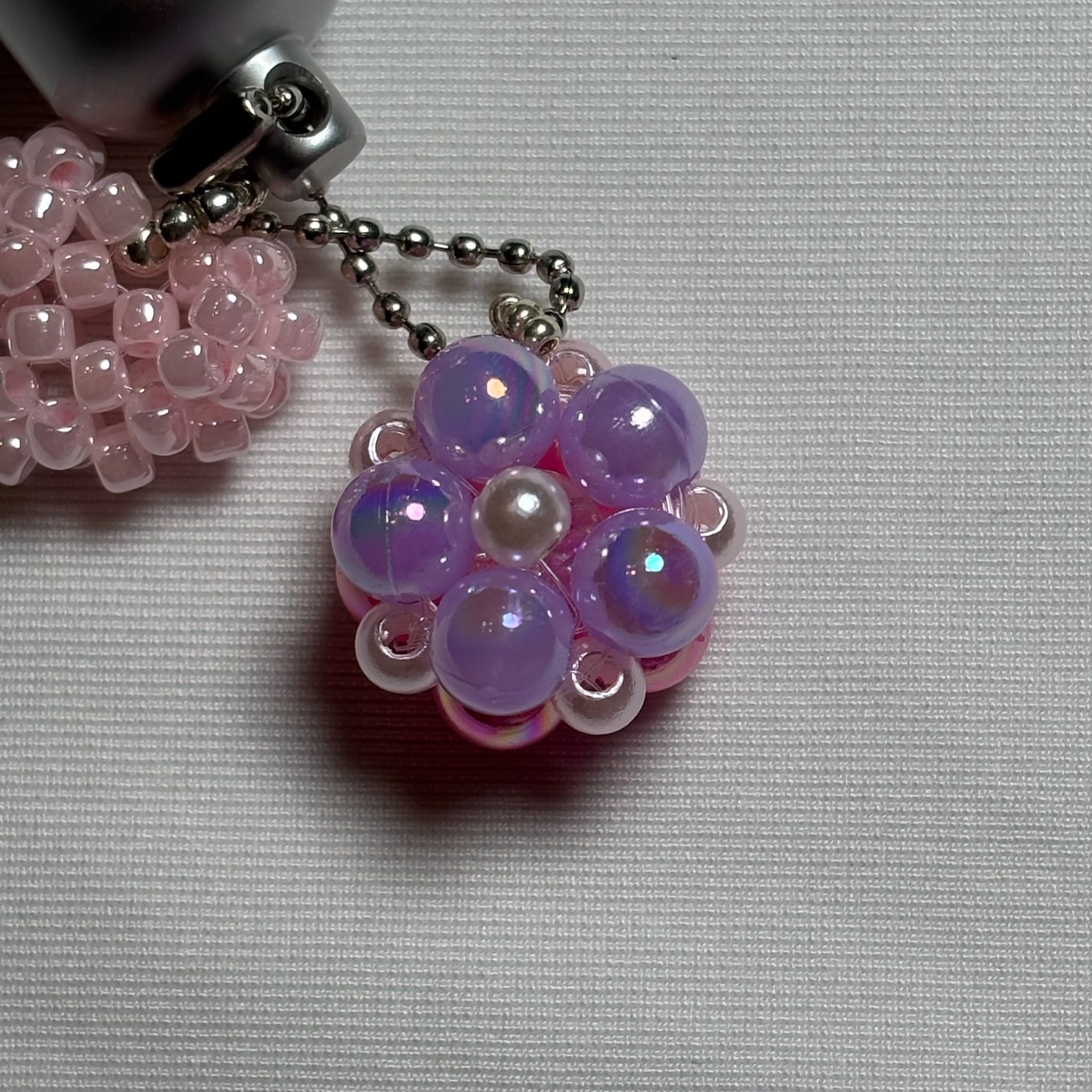 Cremation Ashes Keychain – Cremation Keepsake(pink heart and pink ornaments)