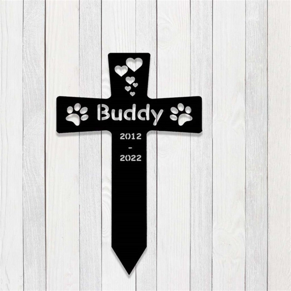 Custom Metal Pet Memorial Stake Dog Paw Prints Grave Marker Dog Cat Loss Gift